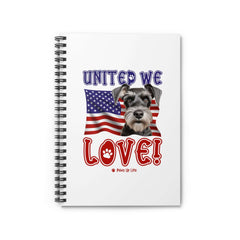 Miniature Schnauzer Dog United We Love Spiral Notebook for Office and Home - Ruled Line | Paws Up Life, LLC