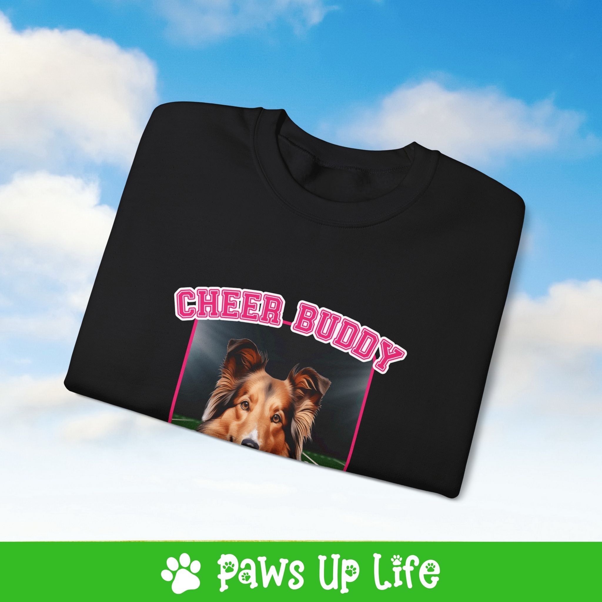 Shetland Sheepdog Football Cheer Buddy Cheerleading Dog Crewneck Sweatshirt, Unisex Gift for Animal Lovers, Dog Mom Dad Sweatshirt, Cute Dog Lover Apparel, Fun Pet | Paws Up Life, LLC