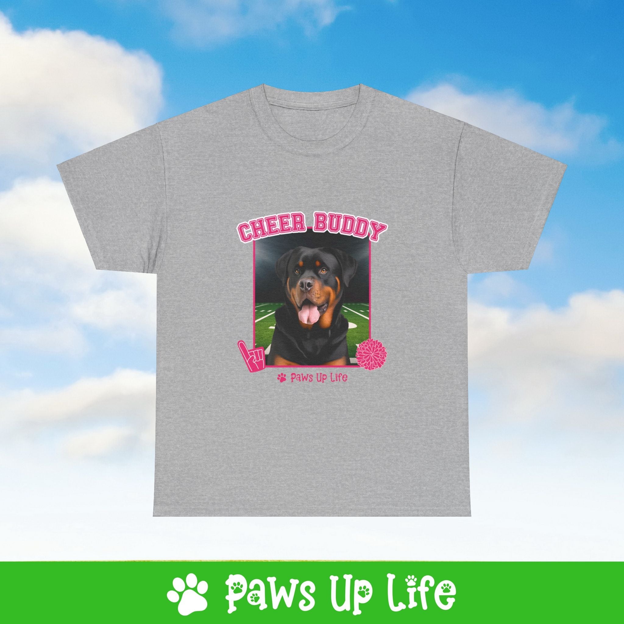 Rottweiler Football Cheer Buddy Cheerleading Dog Tee, Shirt, Unisex Pet Lover Gift, Dog Mom Dad Tshirt, Animal Rescue Advocate, Cute Puppy Graphic Top Classic Collar | Paws Up Life, LLC