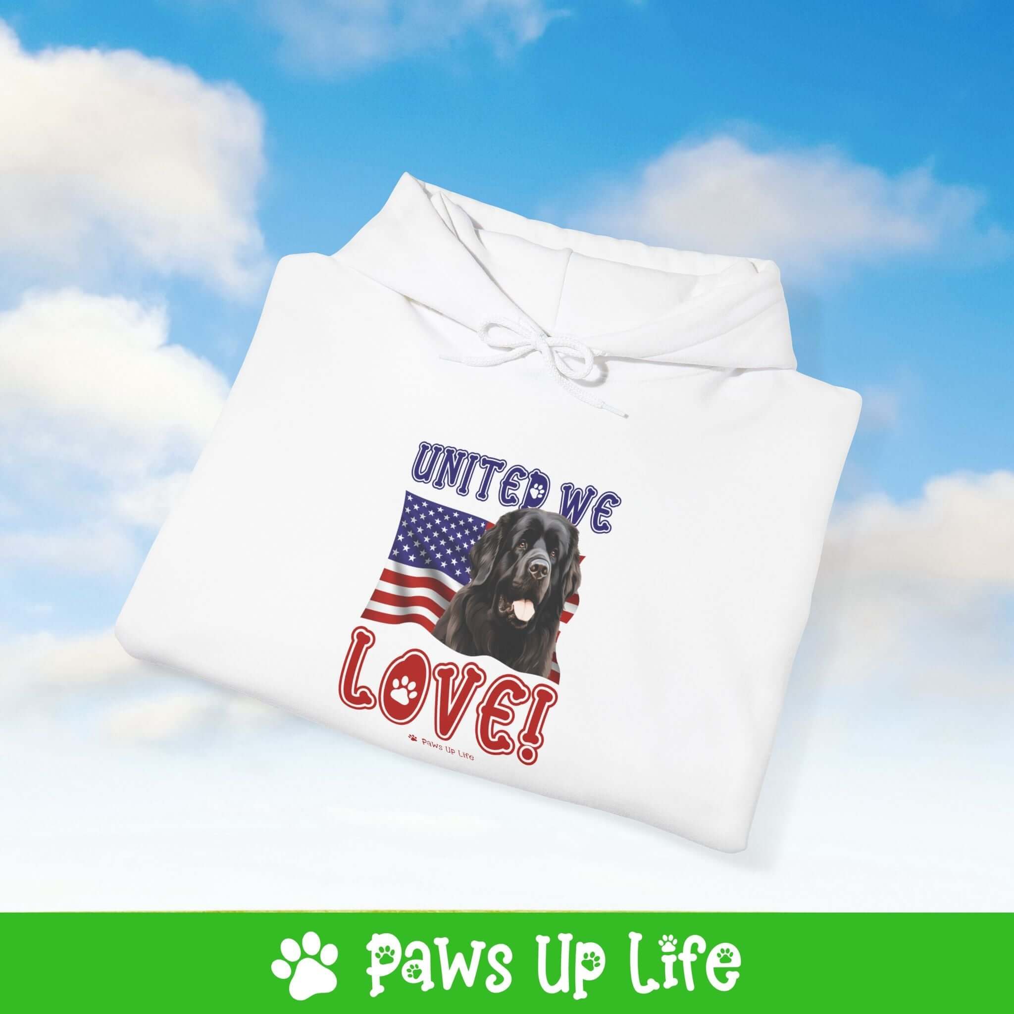 Newfoundland Dog United We Love Unisex Hoodie Hooded Sweatshirt Classic Comfy Cotton | Paws Up Life, LLC