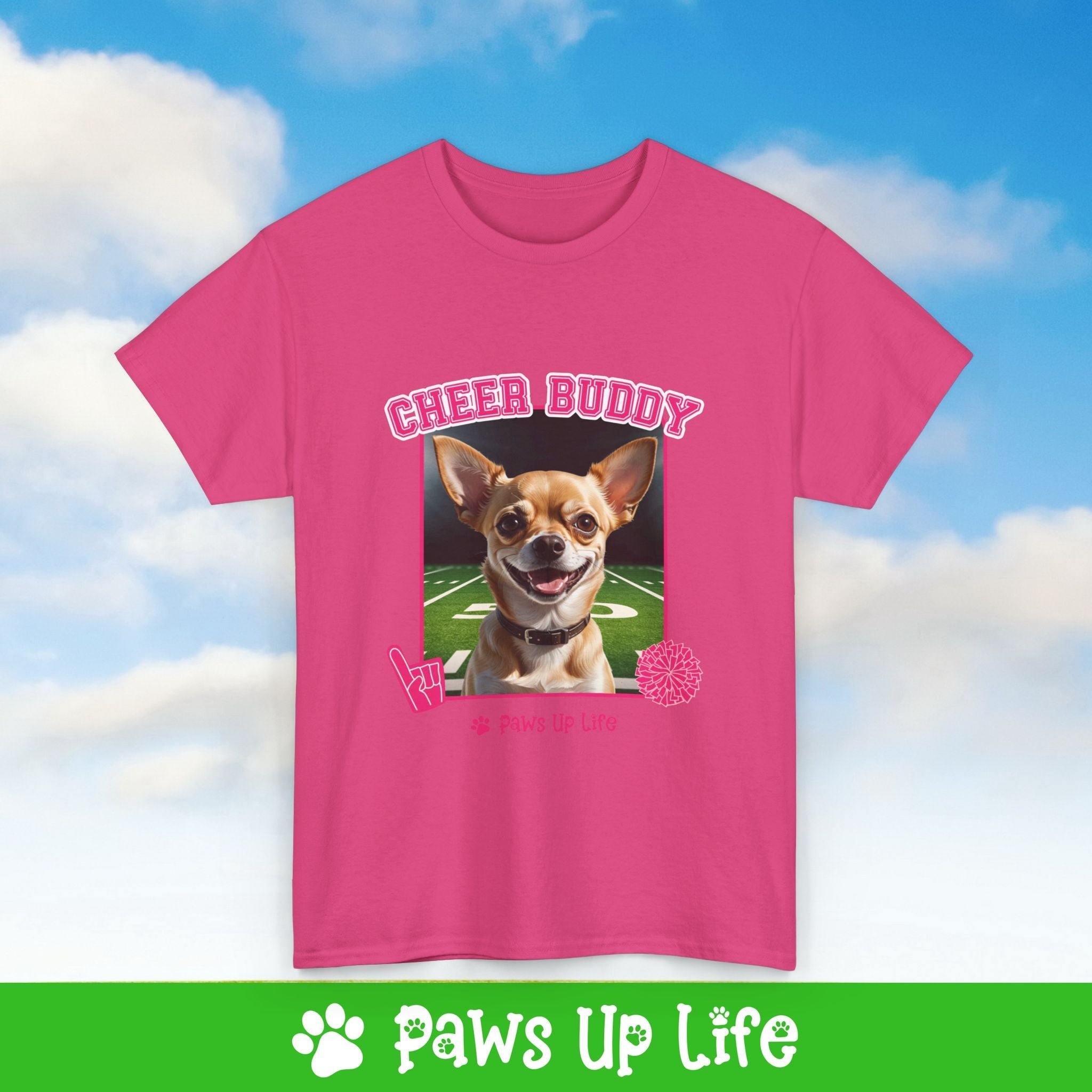 Chihuahua Football Cheer Buddy Cheerleading Dog Tee, Shirt, Unisex Pet Lover Gift, Dog Mom Dad Tshirt, Animal Rescue Advocate, Cute Puppy Graphic Top Classic Collar | Paws Up Life, LLC