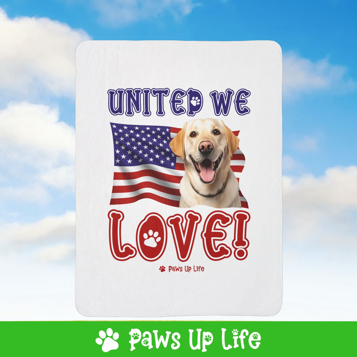 Yellow Lab Labrador Retriever Dog United We Love Fleece Sherpa Blanket - Perfect for Snuggling and Cozy Napping