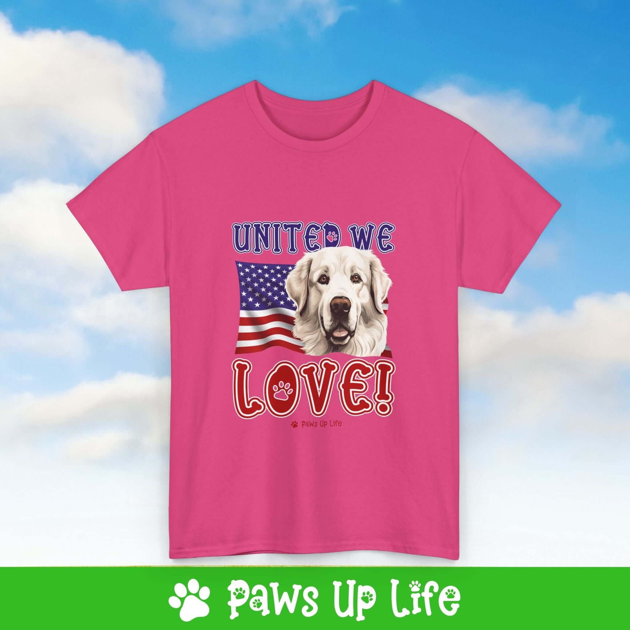 Great Pyrenees Dog United We Love Dog Tee, Shirt, Unisex Pet Lover Gift, Dog Mom Dad Tshirt, Animal Rescue Advocate, Cute Puppy Graphic Top Classic Collar | Paws Up Life, LLC