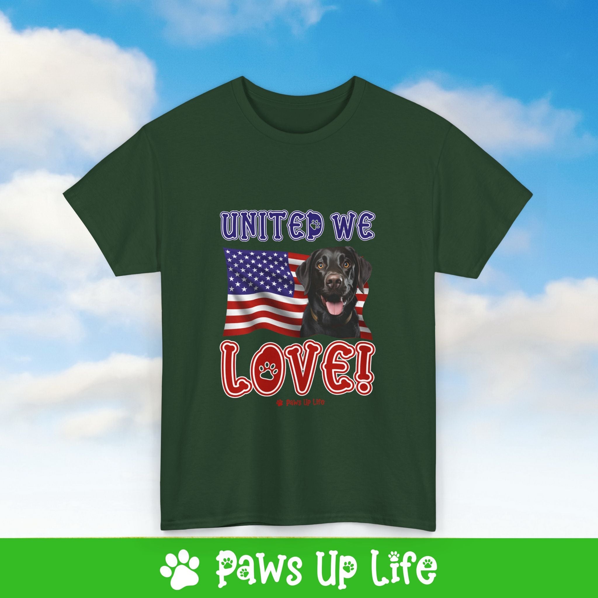 Black Lab Labrador Retriever Dog United We Love Dog Tee, Shirt, Unisex Pet Lover Gift, Dog Mom Dad Tshirt, Animal Rescue Advocate, Cute Puppy Graphic Top Classic Collar | Paws Up Life, LLC