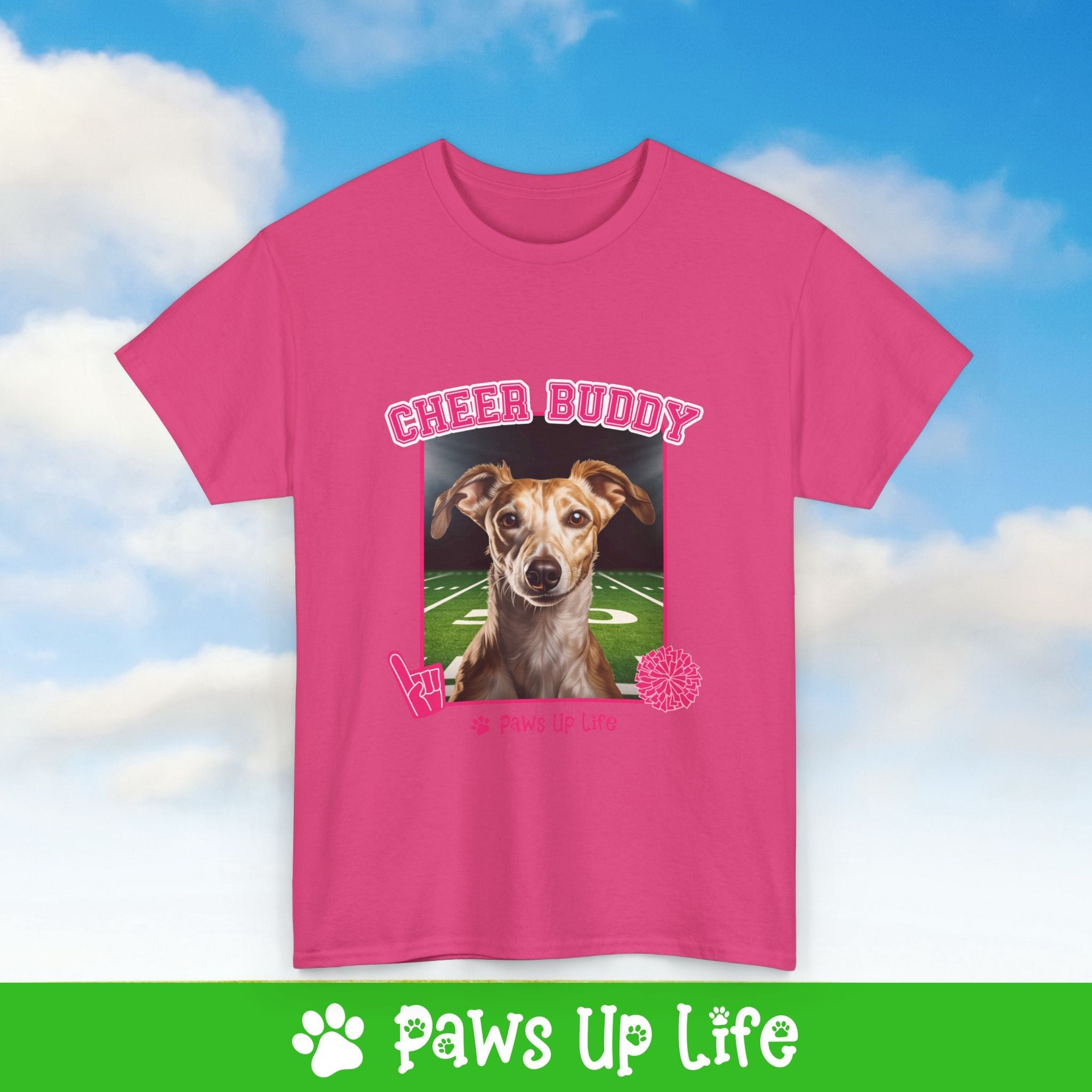 Whippet Football Cheer Buddy Cheerleading Dog Tee, Shirt, Unisex Pet Lover Gift, Dog Mom Dad Tshirt, Animal Rescue Advocate, Cute Puppy Graphic Top Classic Collar | Paws Up Life, LLC