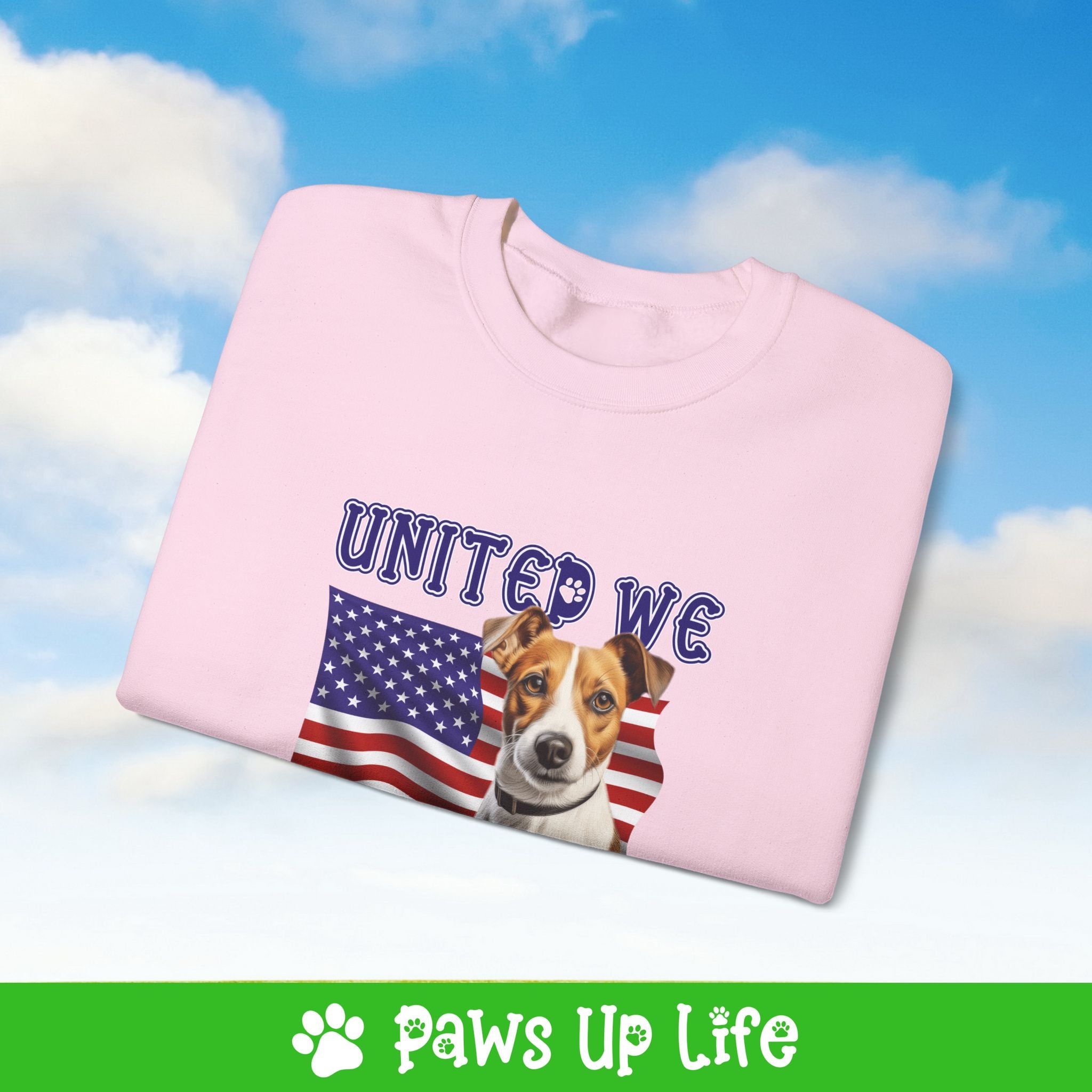 Jack Russell Dog United We Love Dog Crewneck Sweatshirt, Unisex Gift for Animal Lovers, Dog Mom Dad Sweatshirt, Cute Dog Lover Apparel, Fun Pet | Paws Up Life, LLC