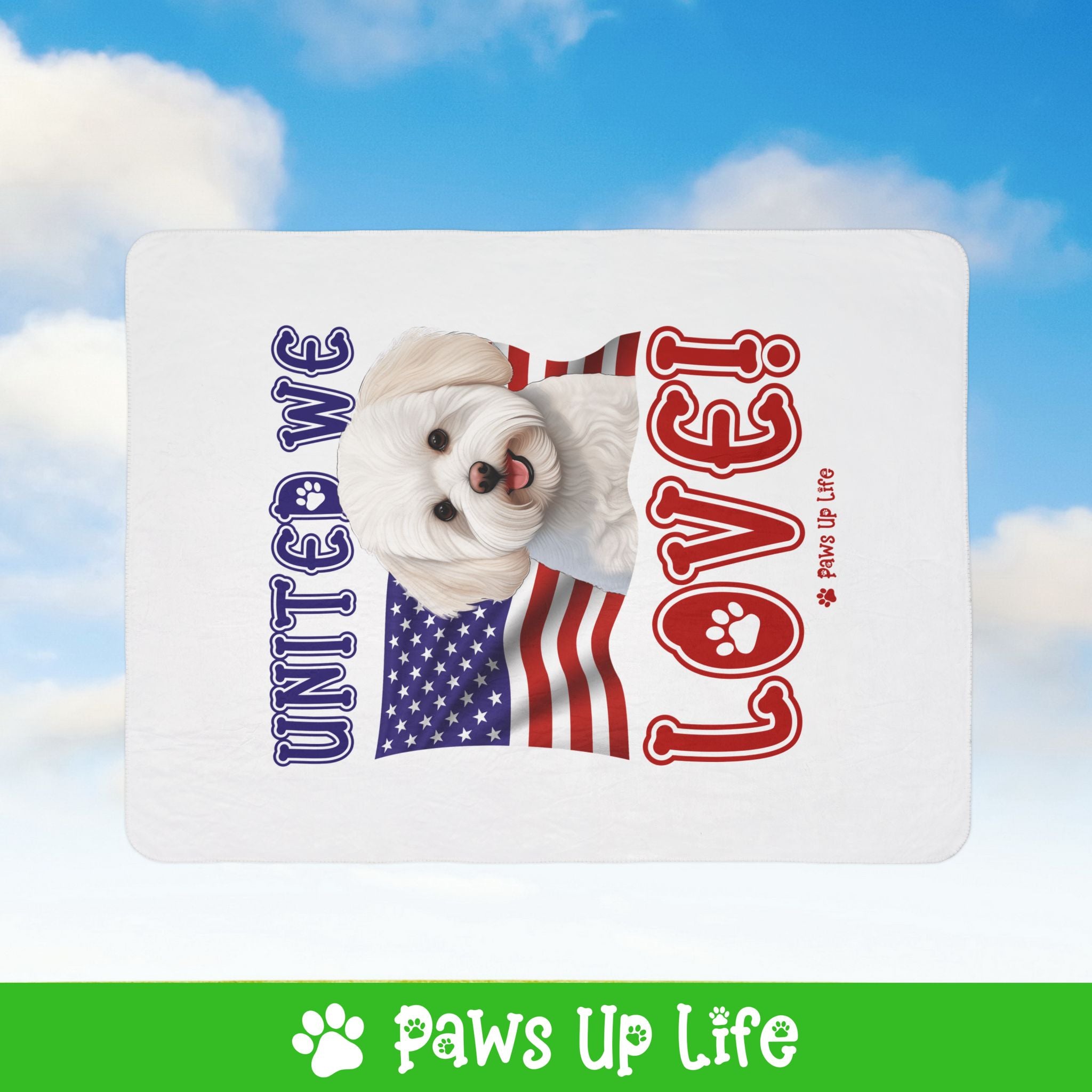 Bichon Frise Dog United We Love Fleece Sherpa Blanket - Perfect for Snuggling and Cozy Napping | Paws Up Life, LLC