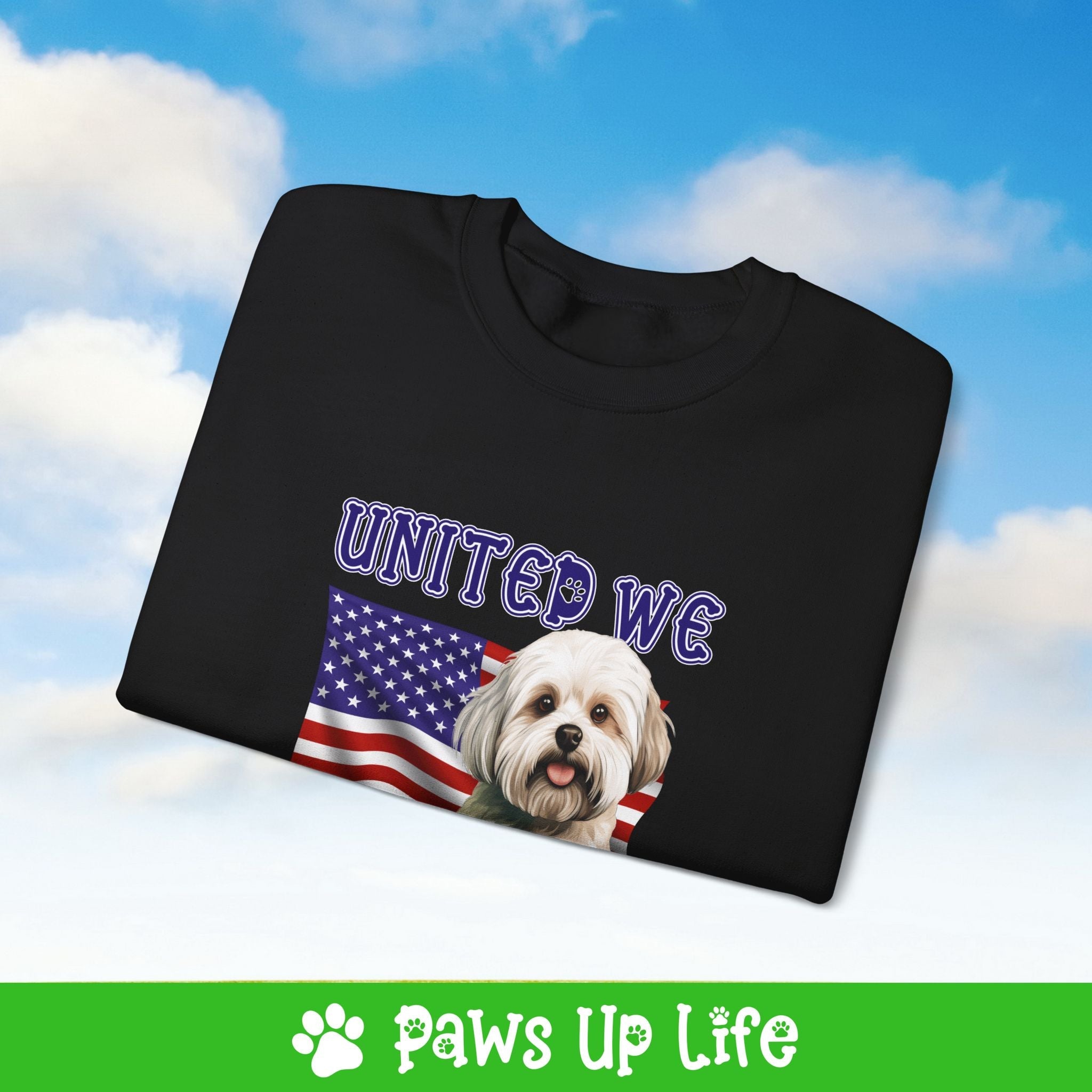 Maltese Dog United We Love Dog Crewneck Sweatshirt, Unisex Gift for Animal Lovers, Dog Mom Dad Sweatshirt, Cute Dog Lover Apparel, Fun Pet