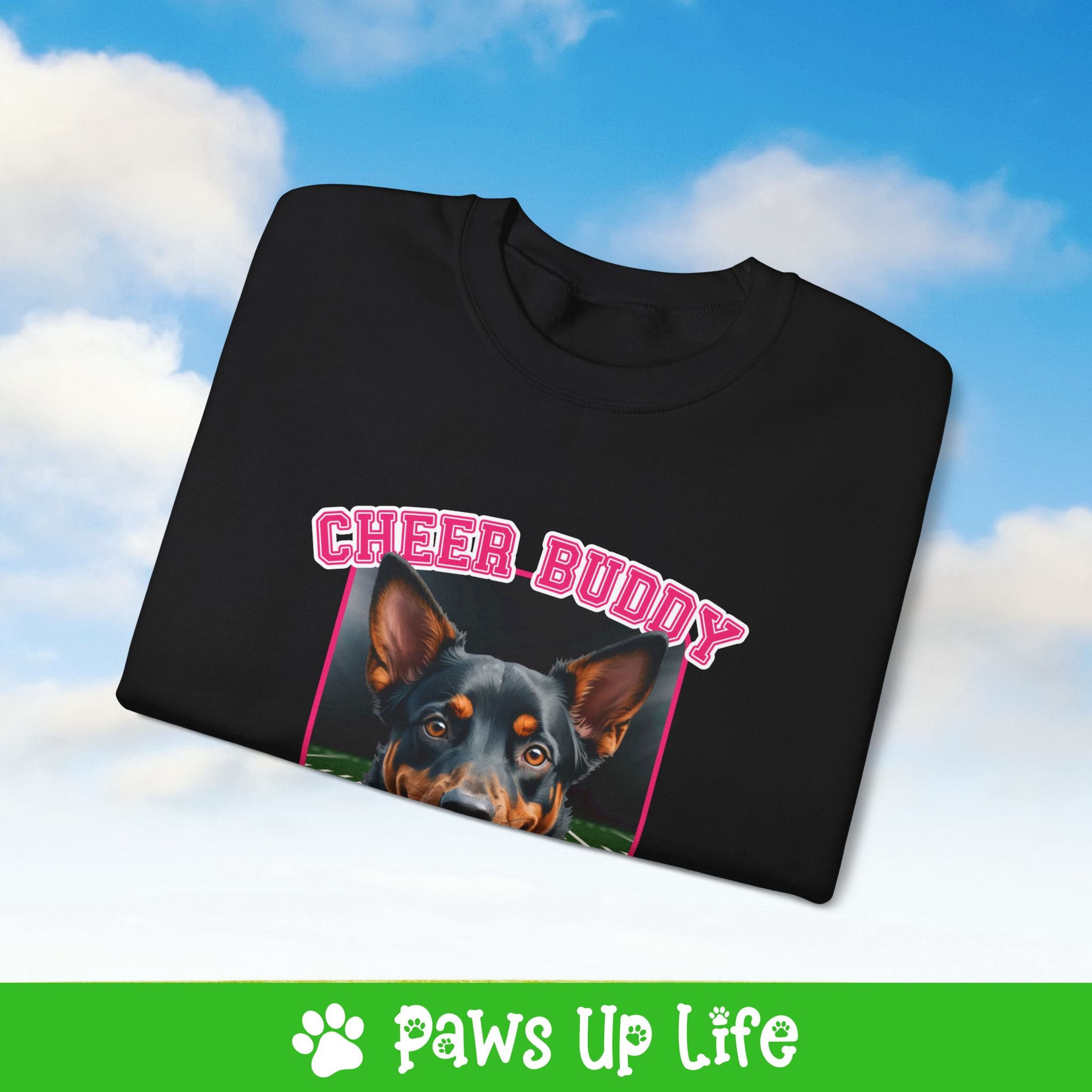 Australian Kelpie Cheer Buddy Cheerleading Dog Crewneck Sweatshirt, Unisex Gift for Animal Lovers, Dog Mom Dad Sweatshirt, Cute Dog Lover Apparel, Fun Pet | Paws Up Life, LLC