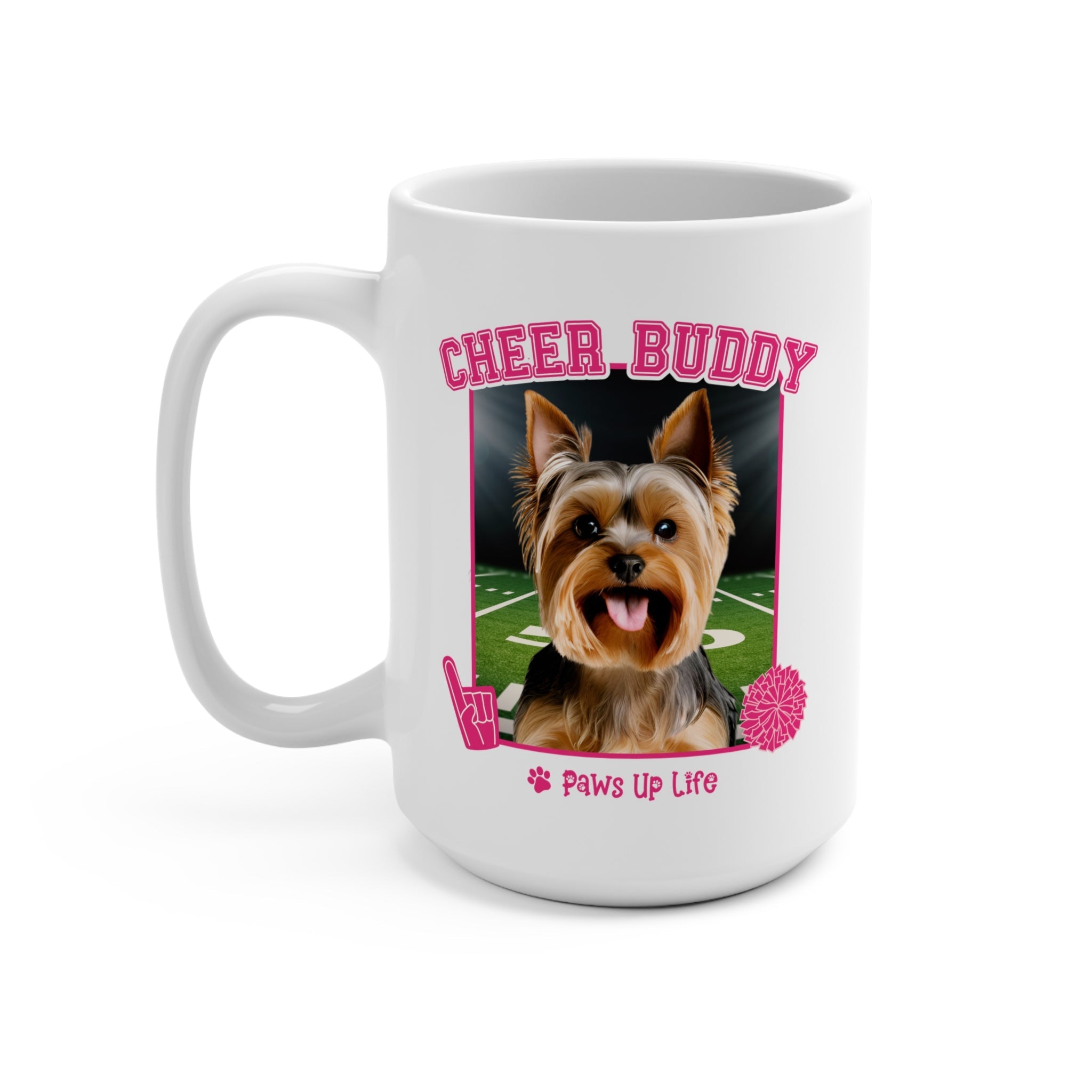 Yorkshire Terrier Football Cheer Buddy Cheerleading Dog 15oz Large Coffee Mug Ceramic Drinkware Tea Washable | Paws Up Life, LLC