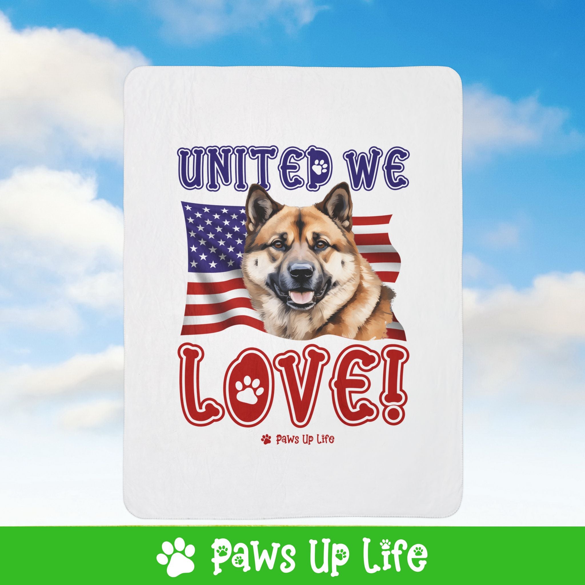 Akita Dog United We Love Fleece Sherpa Blanket - Perfect for Snuggling and Cozy Napping | Paws Up Life, LLC