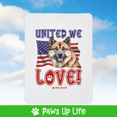 Akita Dog United We Love Fleece Sherpa Blanket - Perfect for Snuggling and Cozy Napping | Paws Up Life, LLC