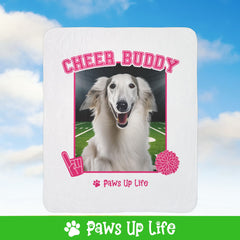 Borzoi Football Cheer Buddy Cheerleading Dog Fleece Sherpa Blanket - Perfect for Snuggling and Cozy Napping | Paws Up Life, LLC