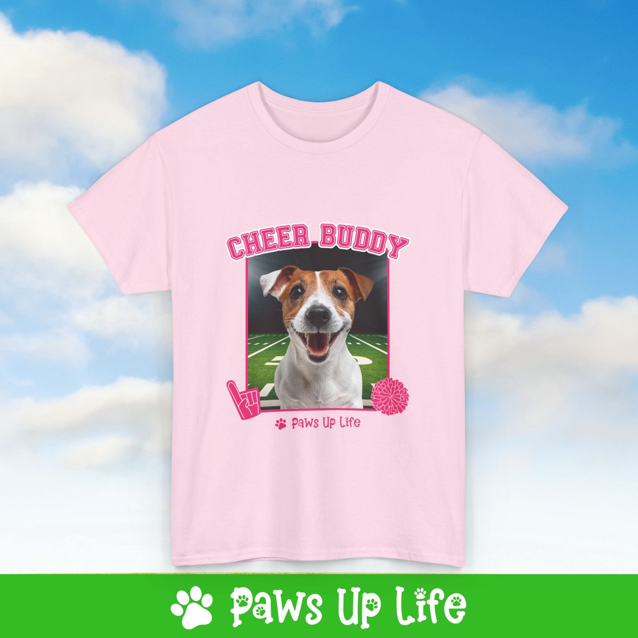 Jack Russell Football Cheer Buddy Cheerleading Dog Tee, Shirt, Unisex Pet Lover Gift, Dog Mom Dad Tshirt, Animal Rescue Advocate, Cute Puppy Graphic Top Classic Collar | Paws Up Life, LLC