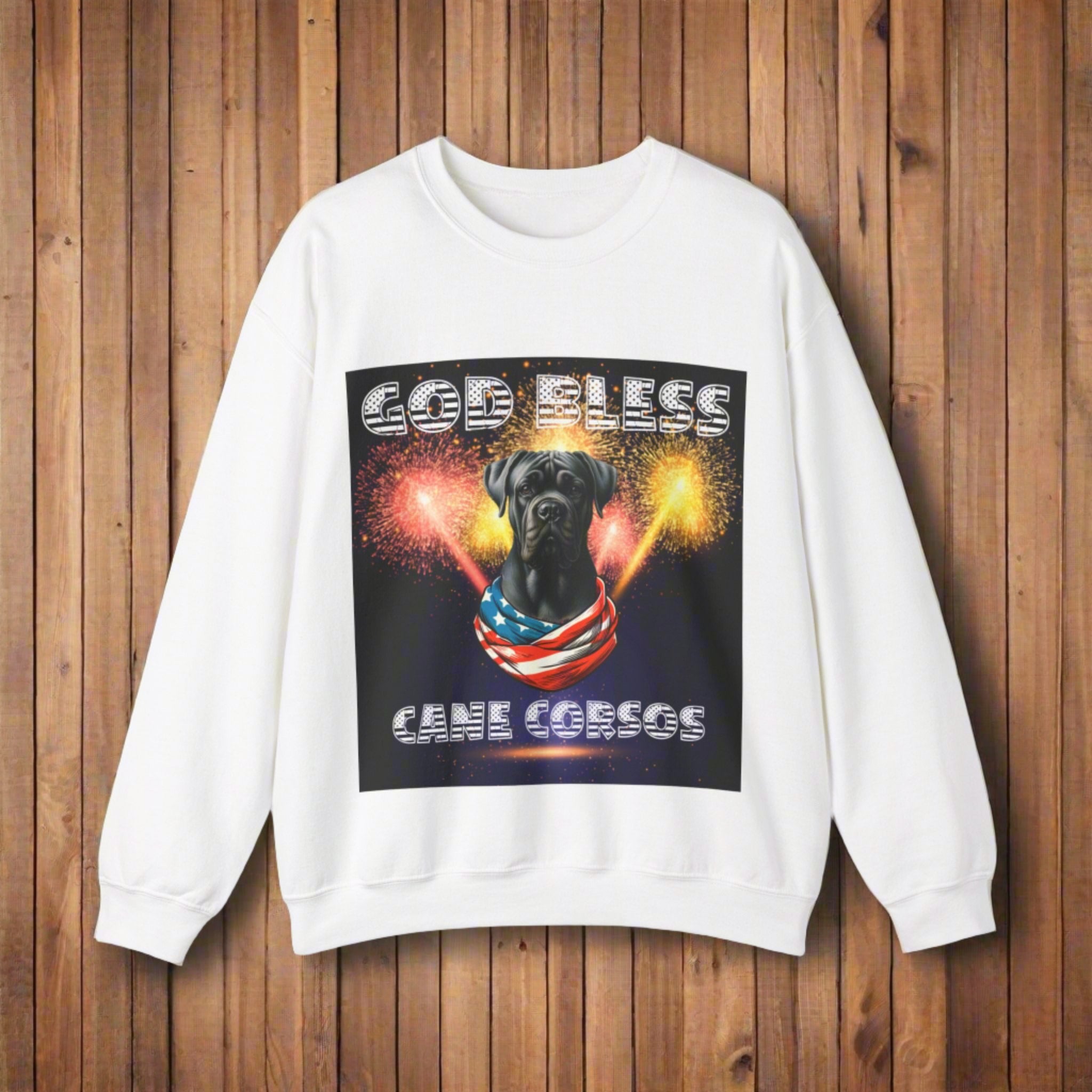 God Bless Cane Corso Patriotic Unisex Sweatshirt Heavy Blend™ Crewneck | Paws Up Life, LLC