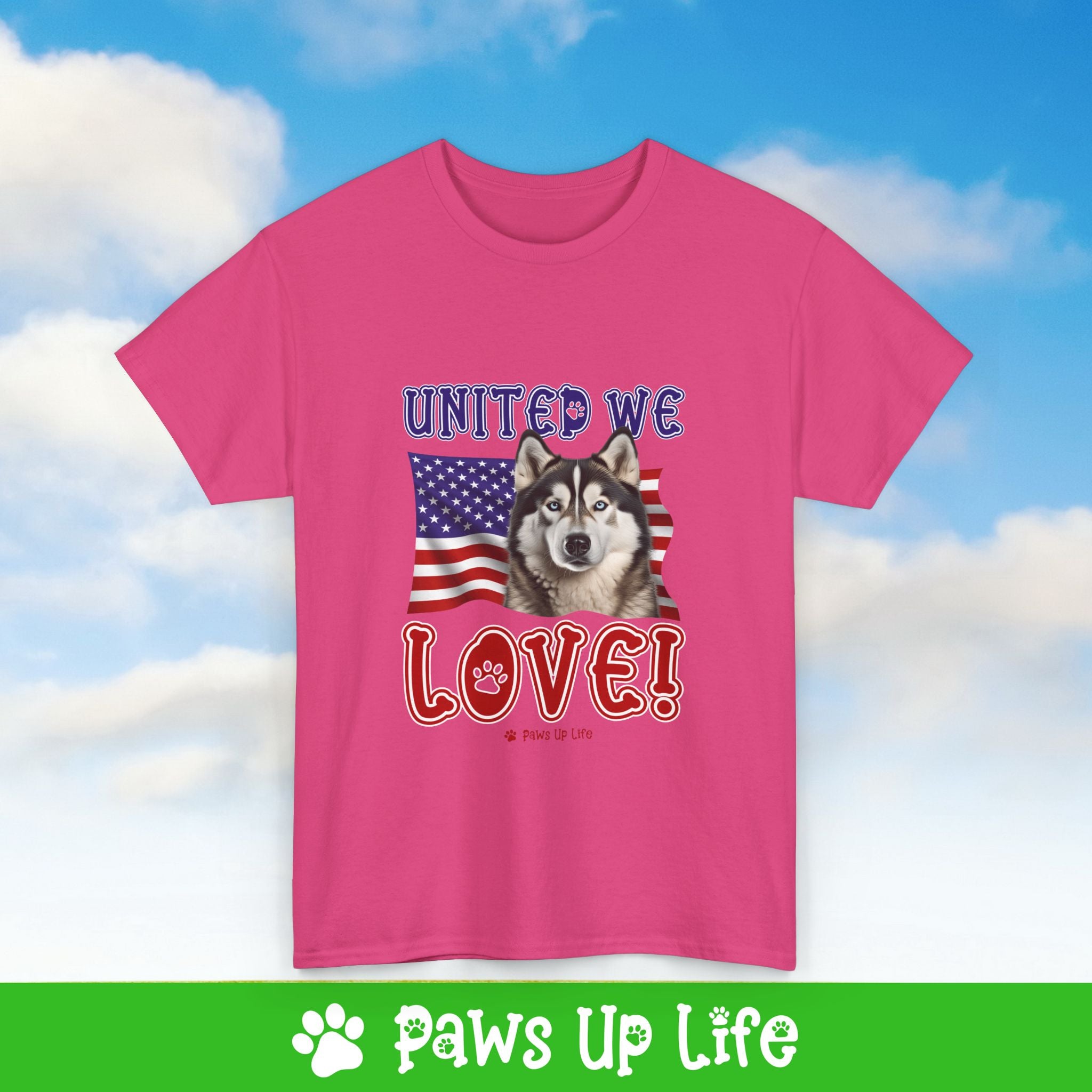 Alaskan Malamute Dog United We Love Dog Tee, Shirt, Unisex Pet Lover Gift, Dog Mom Dad Tshirt, Animal Rescue Advocate, Cute Puppy Graphic Top Classic Collar | Paws Up Life, LLC