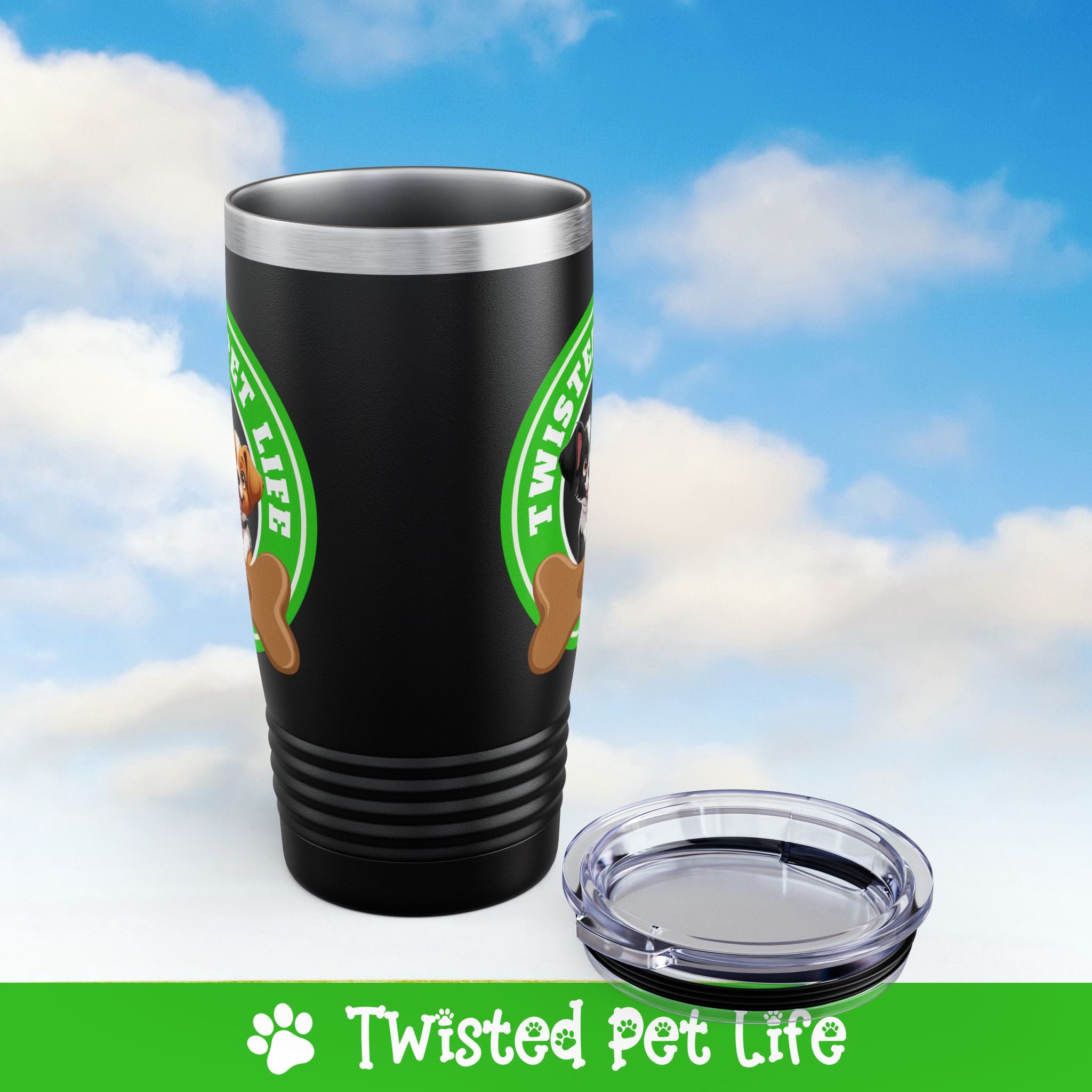 Twisted Pet Life Brand Logo Ringneck Tumbler 20oz Green