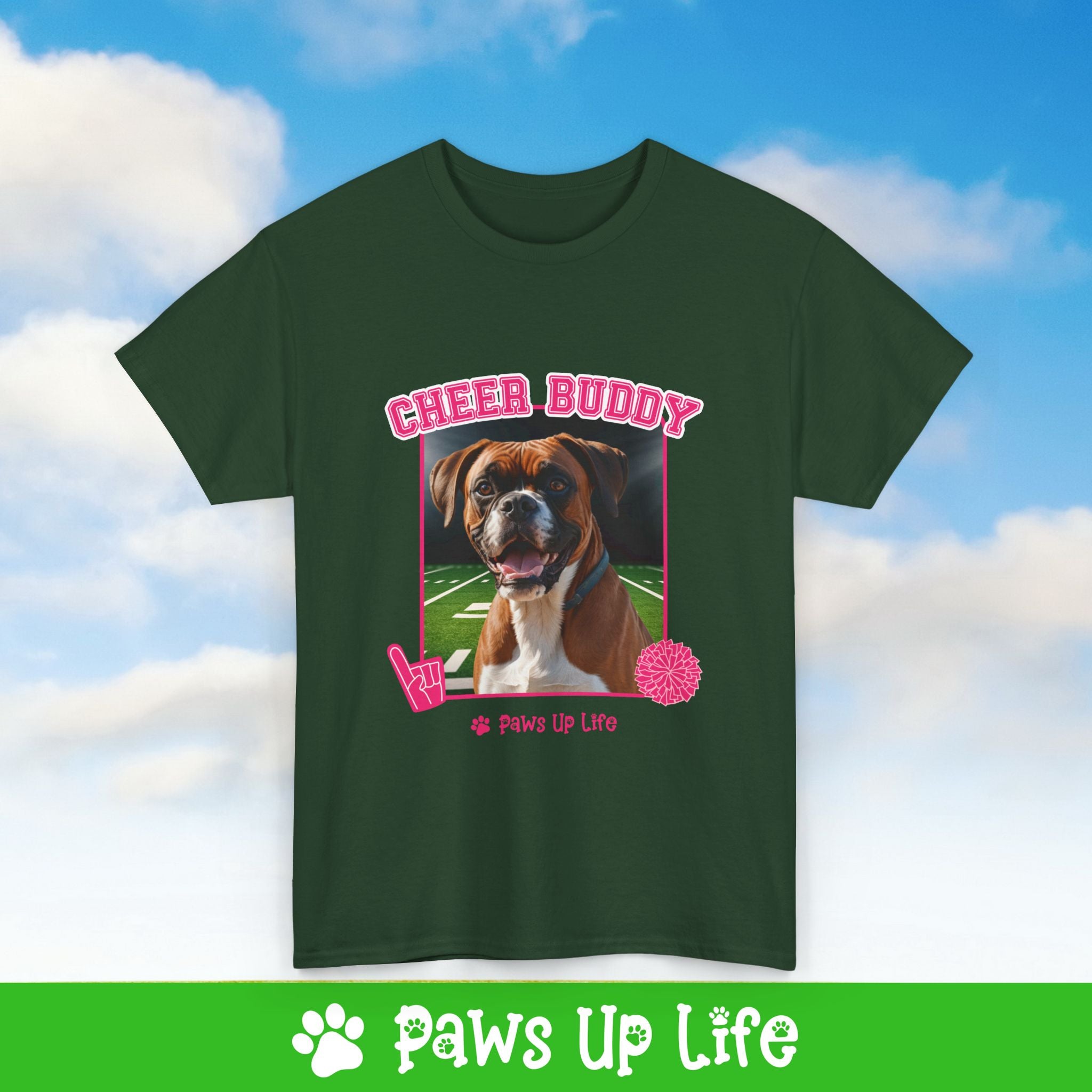 Boxer Football Cheer Buddy Cheerleading Dog Tee, Shirt, Unisex Pet Lover Gift, Dog Mom Dad Tshirt, Animal Rescue Advocate, Cute Puppy Graphic Top Classic Collar