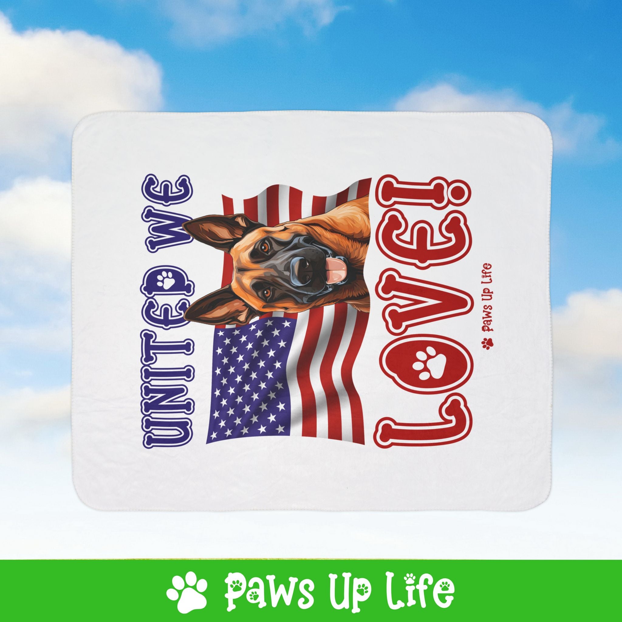 Belgian Malinois Dog United We Love Fleece Sherpa Blanket - Perfect for Snuggling and Cozy Napping | Paws Up Life, LLC