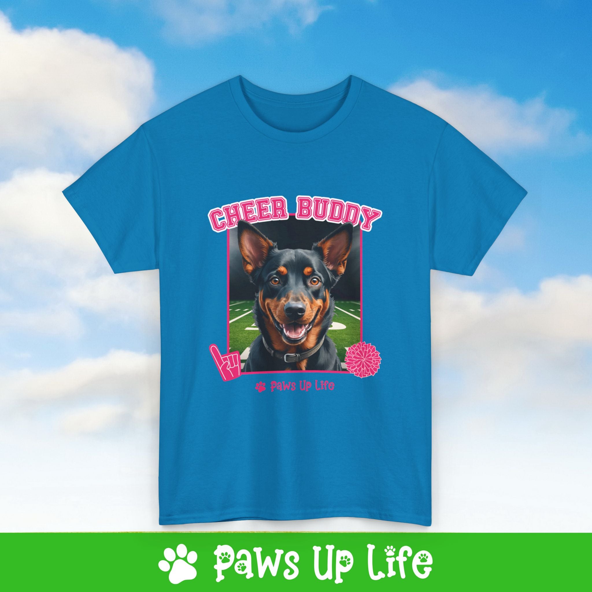 Australian Kelpie Cheer Buddy Cheerleading Dog Tee, Shirt, Unisex Pet Lover Gift, Dog Mom Dad Tshirt, Animal Rescue Advocate, Cute Puppy Graphic Top Classic Collar | Paws Up Life, LLC