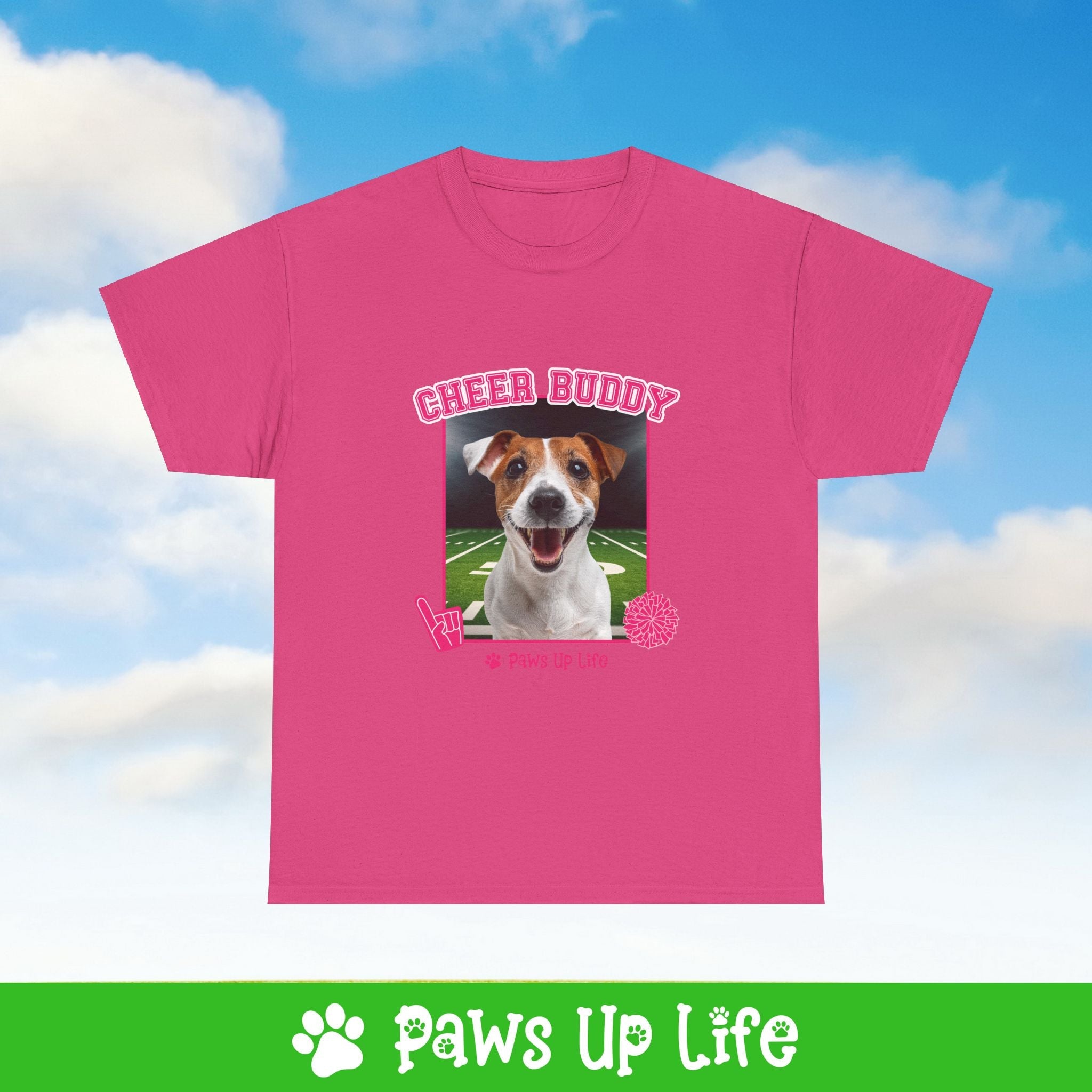 Jack Russell Football Cheer Buddy Cheerleading Dog Tee, Shirt, Unisex Pet Lover Gift, Dog Mom Dad Tshirt, Animal Rescue Advocate, Cute Puppy Graphic Top Classic Collar | Paws Up Life, LLC