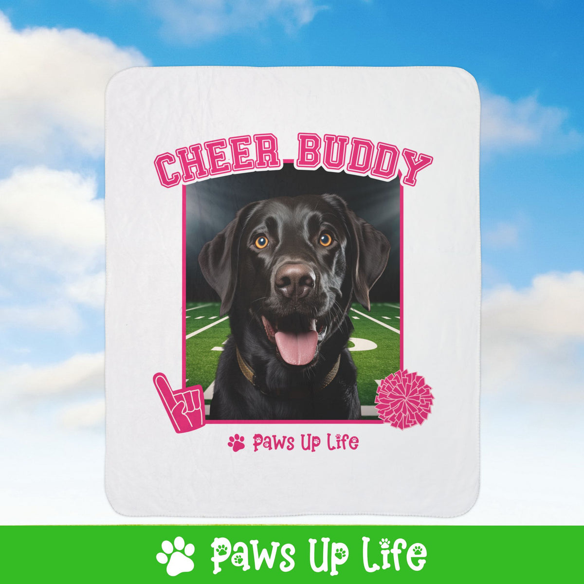 Labrador Retriever Black Lab Football Cheer Buddy Cheerleading Dog Fleece Sherpa Blanket - Perfect for Snuggling and Cozy Napping | Paws Up Life, LLC