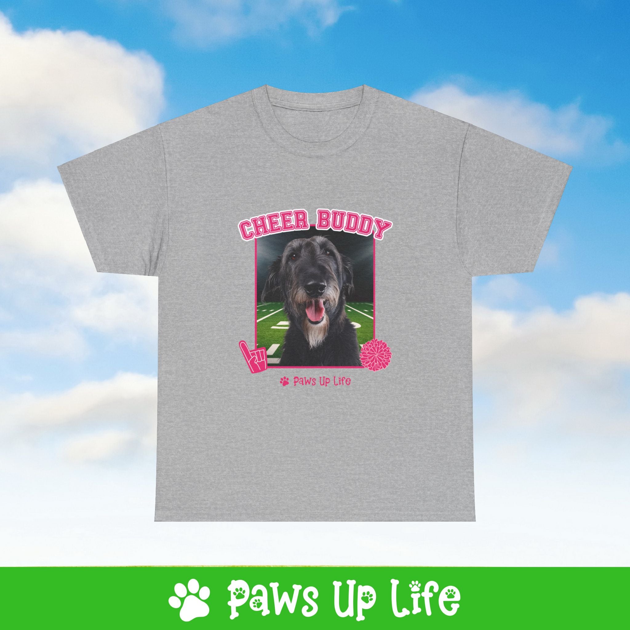 Irish Wolfhound Football Cheer Buddy Cheerleading Dog Tee, Shirt, Unisex Pet Lover Gift, Dog Mom Dad Tshirt, Animal Rescue Advocate, Cute Puppy Graphic Top Classic Collar | Paws Up Life, LLC