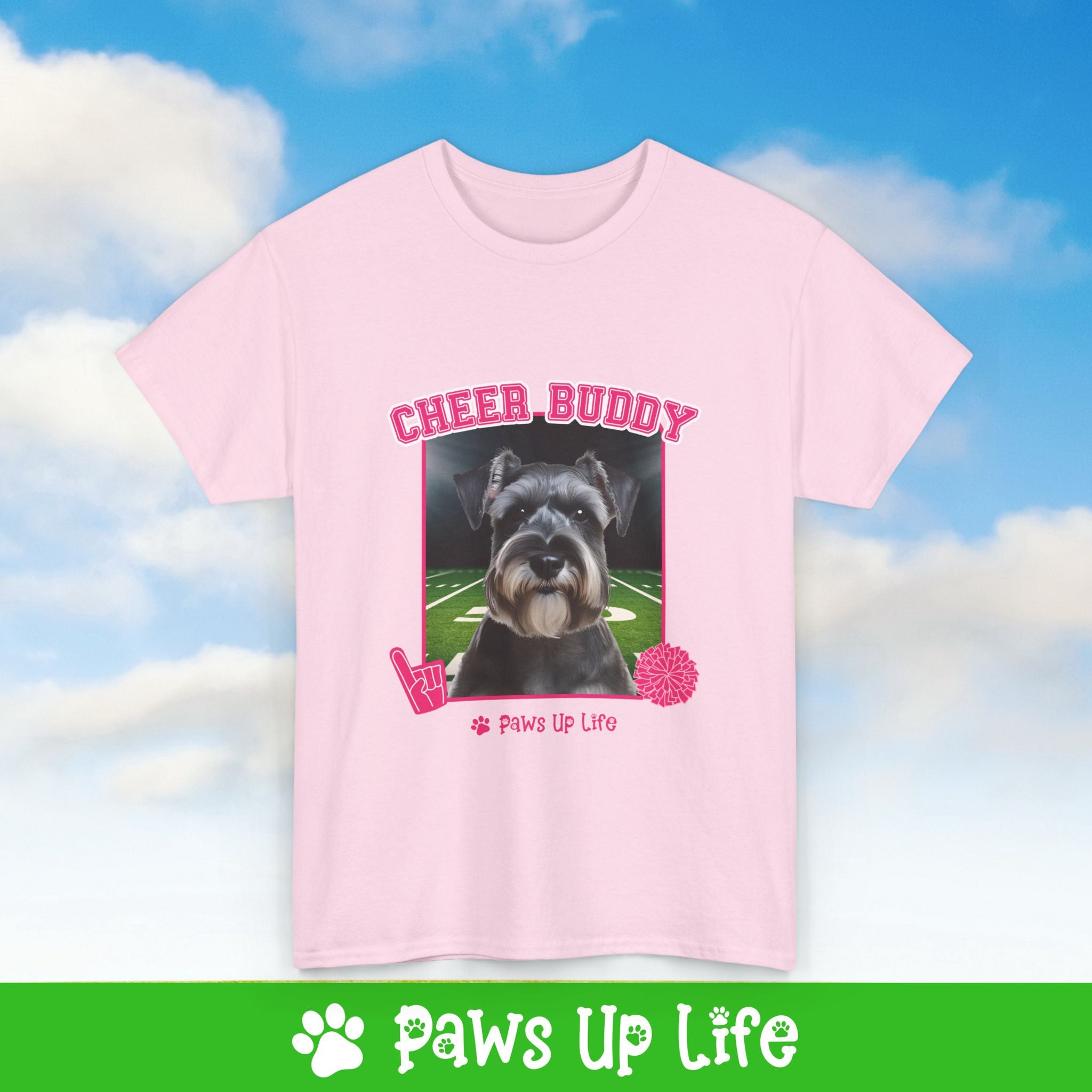 Miniature Schnauzer Football Cheer Buddy Cheerleading Dog Tee, Shirt, Unisex Pet Lover Gift, Dog Mom Dad Tshirt, Animal Rescue Advocate, Cute Puppy Graphic Top Classic Collar | Paws Up Life, LLC