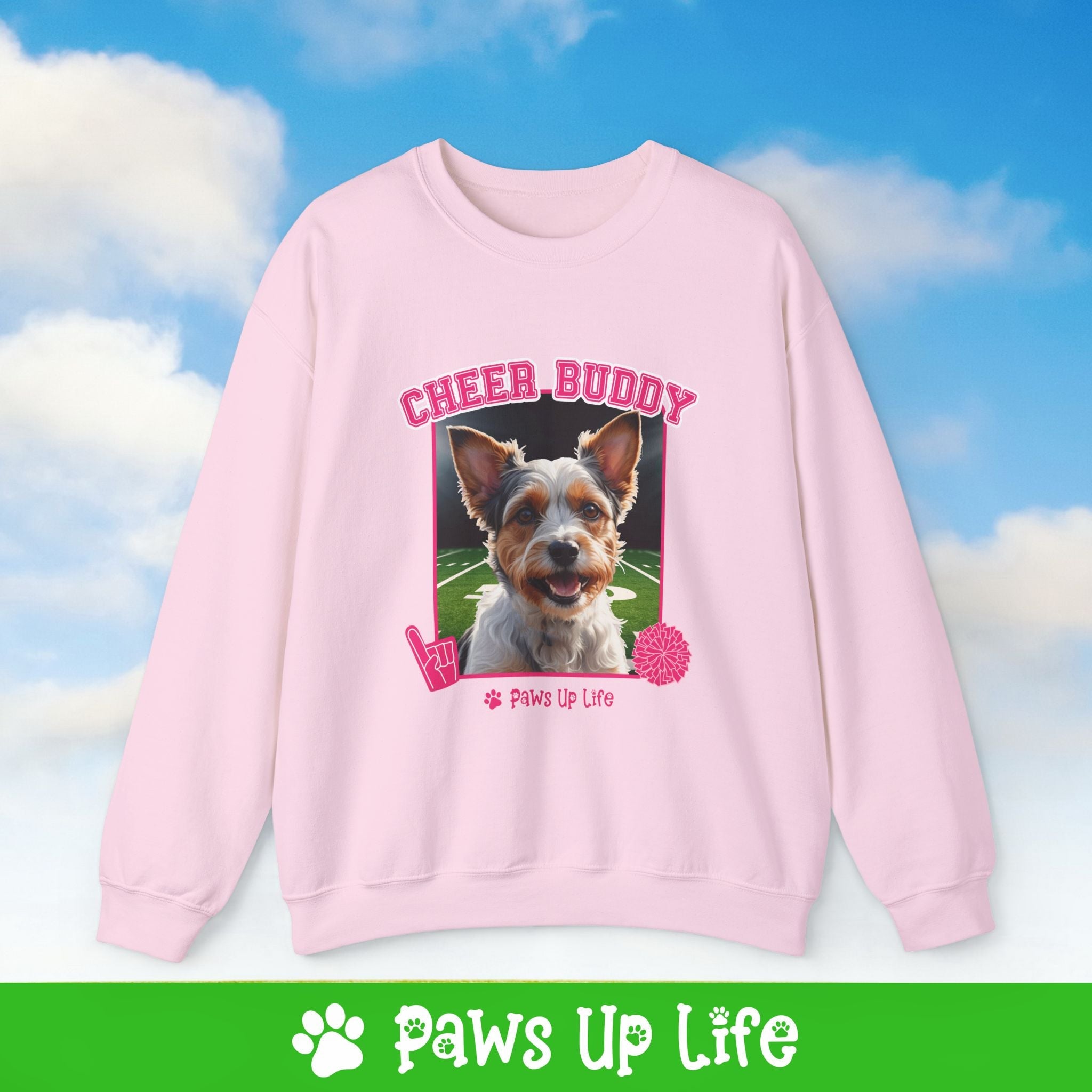 Biewer Terrier Football Cheer Buddy Cheerleading Dog Crewneck Sweatshirt, Unisex Gift for Animal Lovers, Dog Mom Dad Sweatshirt, Cute Dog Lover Apparel, Fun Pet | Paws Up Life, LLC
