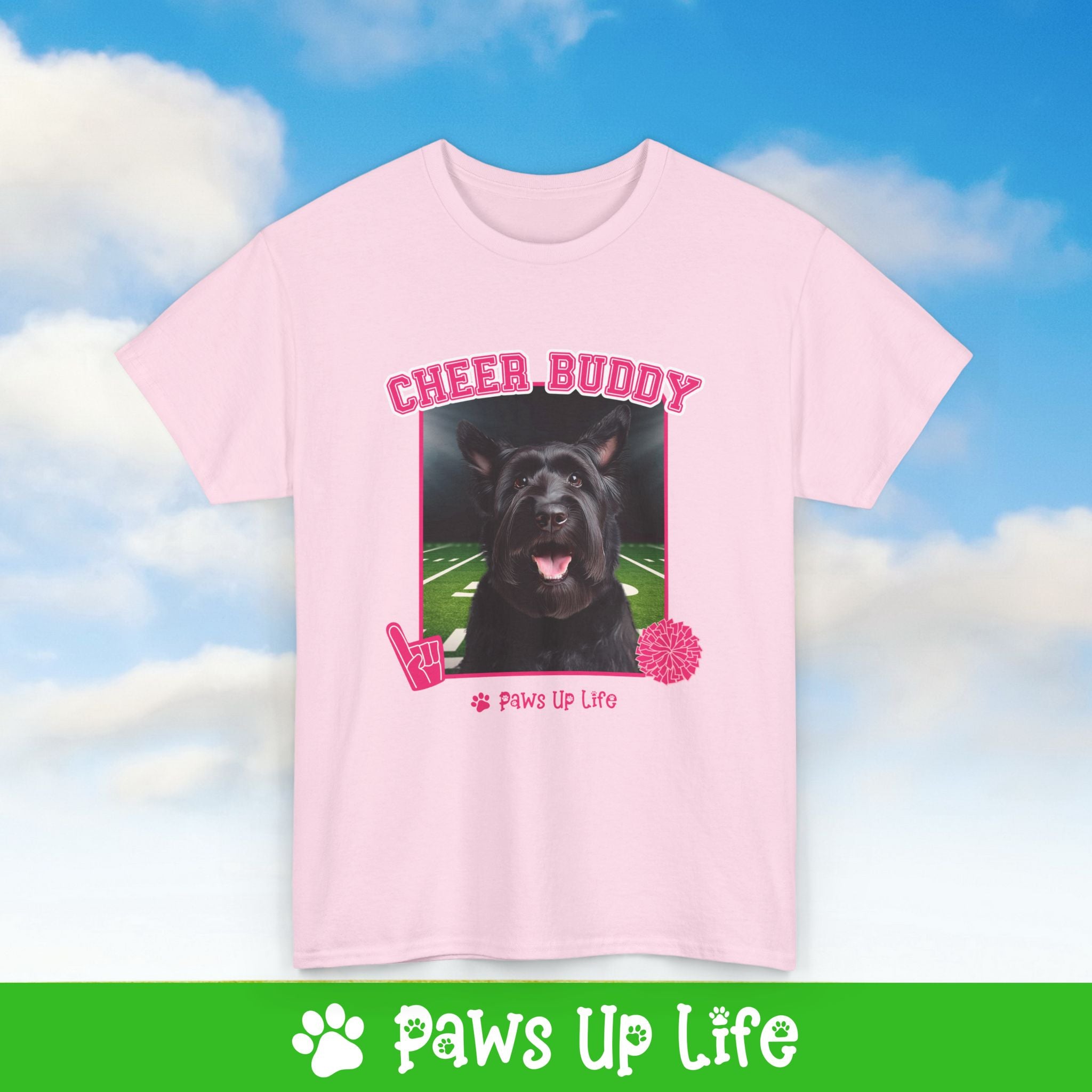 Black Russian Terrier Football Cheer Buddy Cheerleading Dog Tee, Shirt, Unisex Pet Lover Gift, Dog Mom Dad Tshirt, Animal Rescue Advocate, Cute Puppy Graphic Top Classic Collar | Paws Up Life, LLC