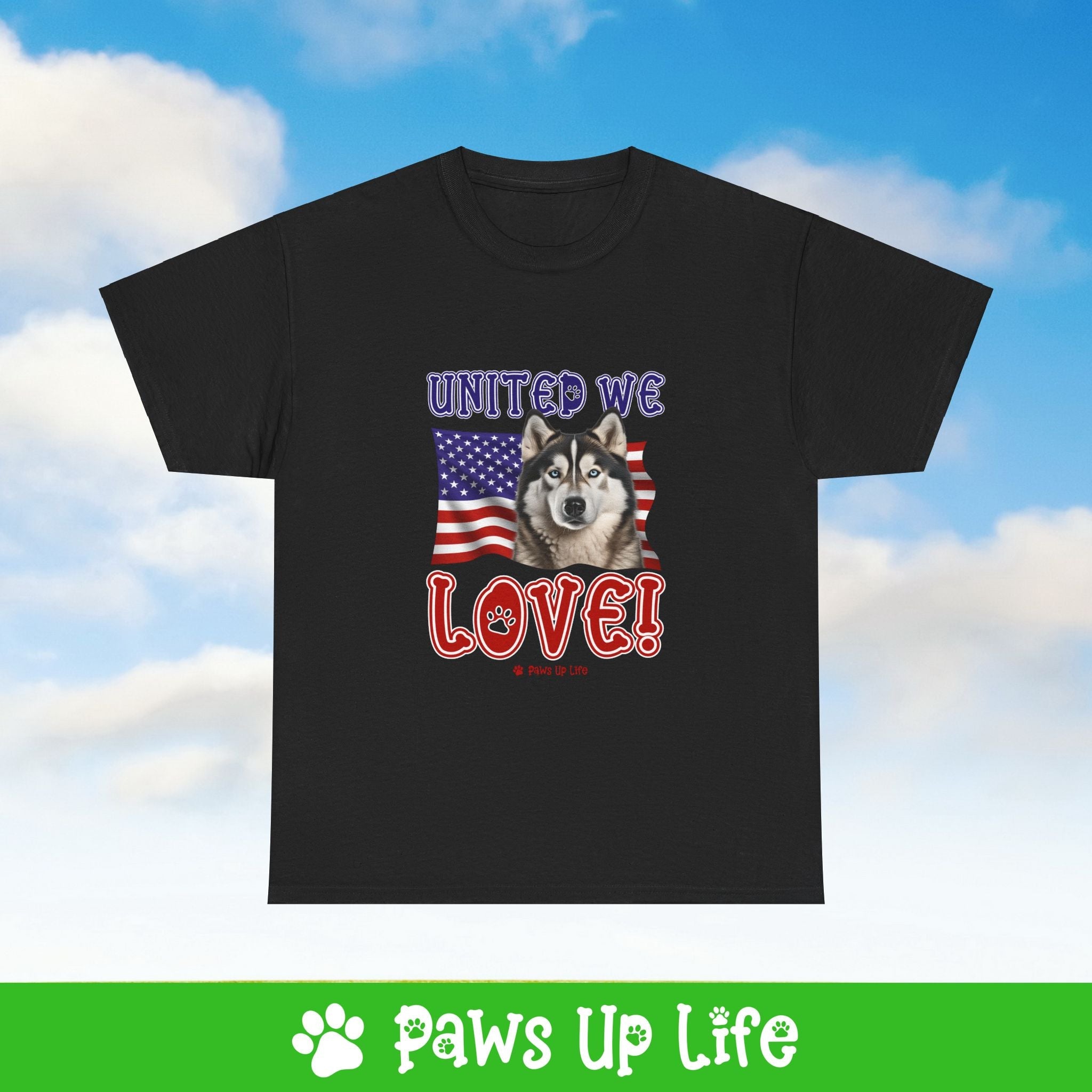 Alaskan Malamute Dog United We Love Dog Tee, Shirt, Unisex Pet Lover Gift, Dog Mom Dad Tshirt, Animal Rescue Advocate, Cute Puppy Graphic Top Classic Collar | Paws Up Life, LLC