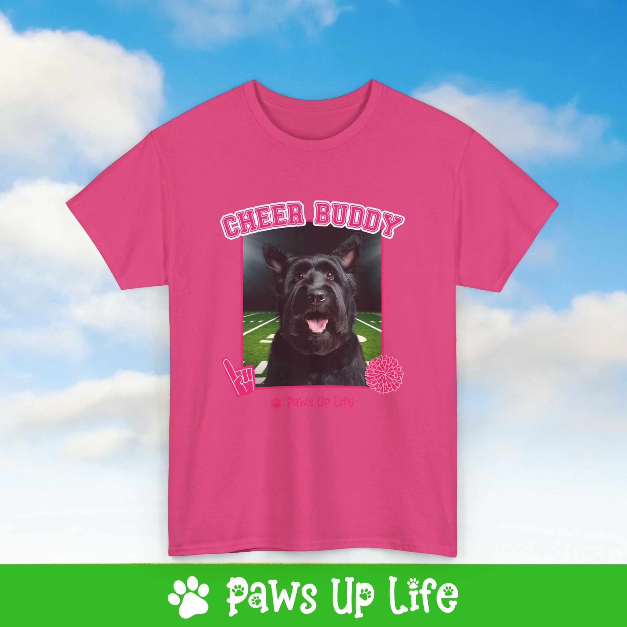 Black Russian Terrier Football Cheer Buddy Cheerleading Dog Tee, Shirt, Unisex Pet Lover Gift, Dog Mom Dad Tshirt, Animal Rescue Advocate, Cute Puppy Graphic Top Classic Collar