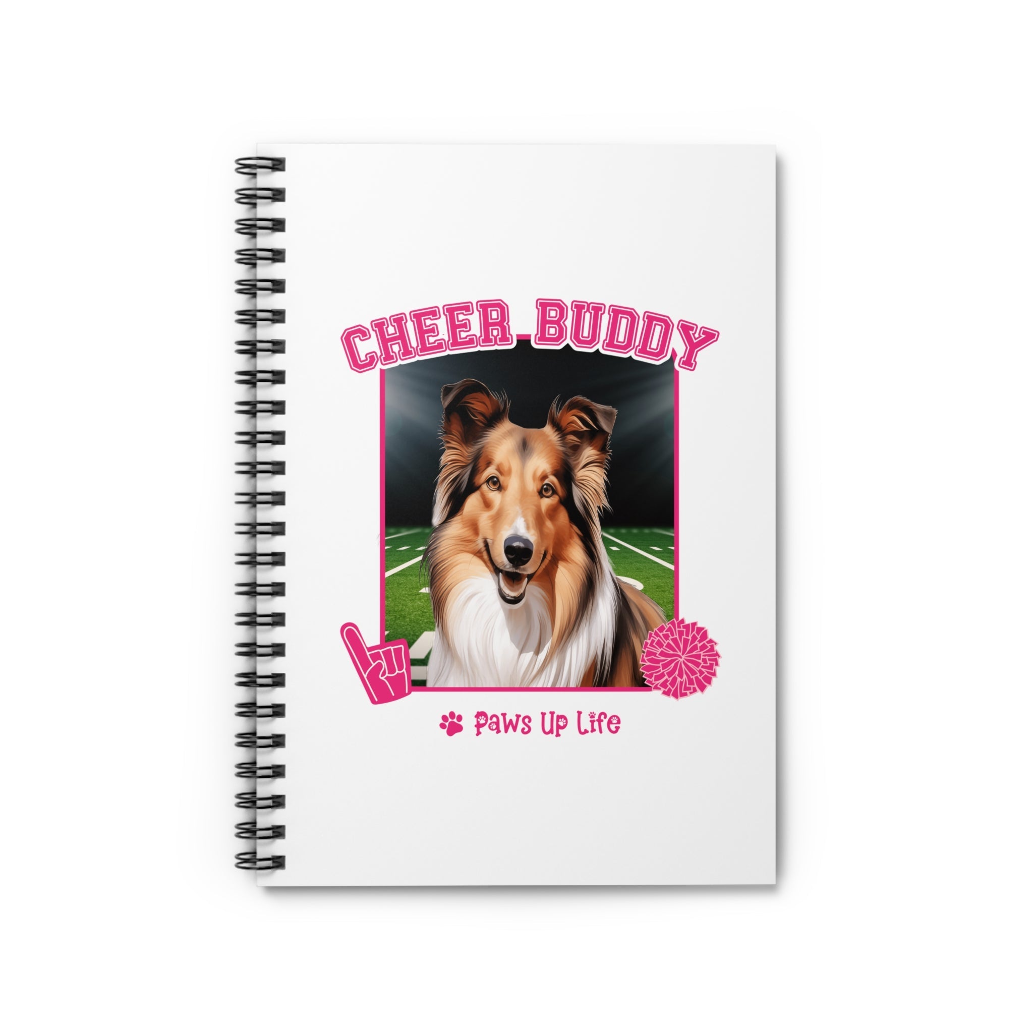 Shetland Sheepdog Football Cheer Buddy Cheerleading Dog Spiral Notebook for Office and Home - Ruled Line | Paws Up Life, LLC