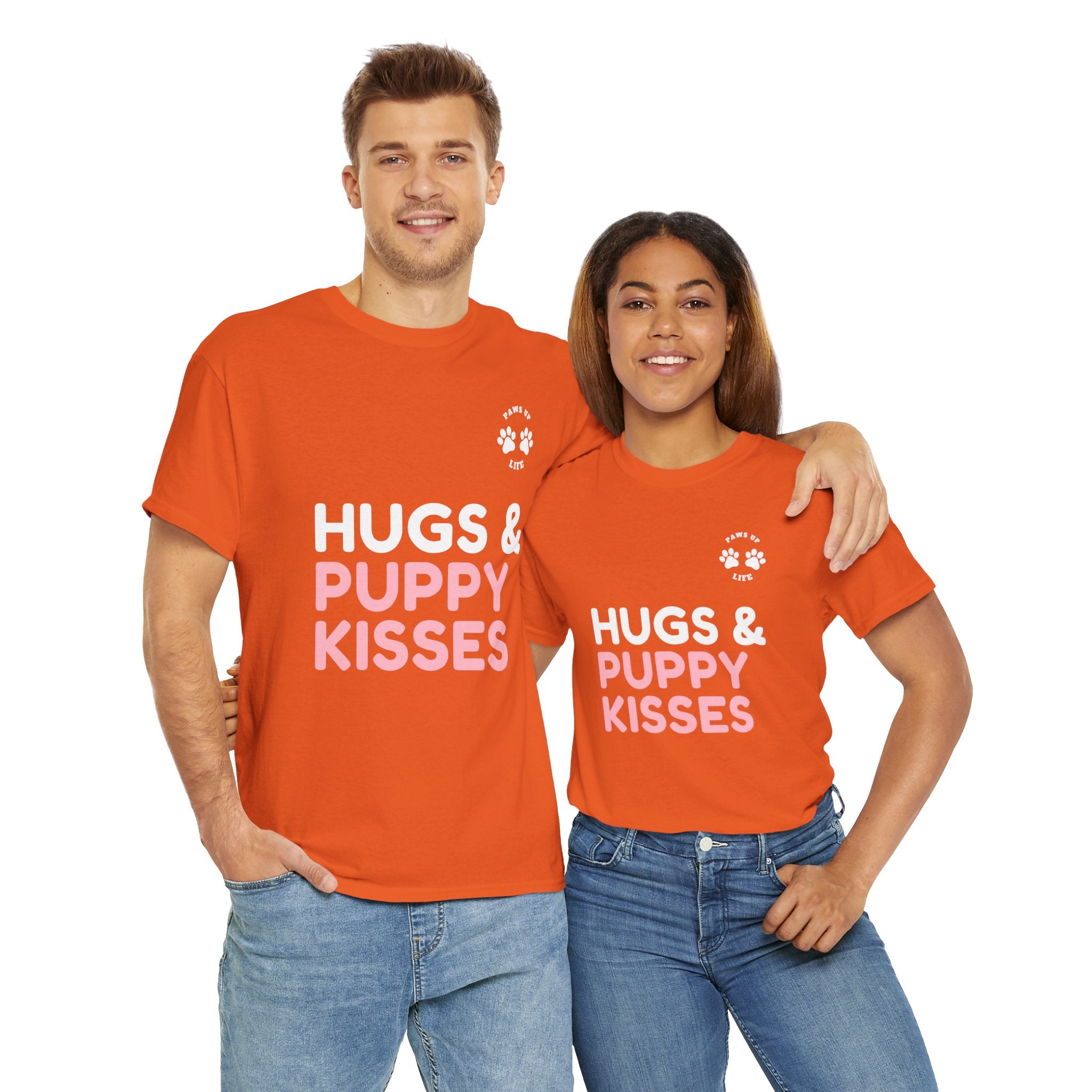 Hugs & Puppy Kisses Dog Mom or Dad Unisex T-Shirt - Gifts for Pet-Loving Parents |Unisex Heavy Cotton GildanTee