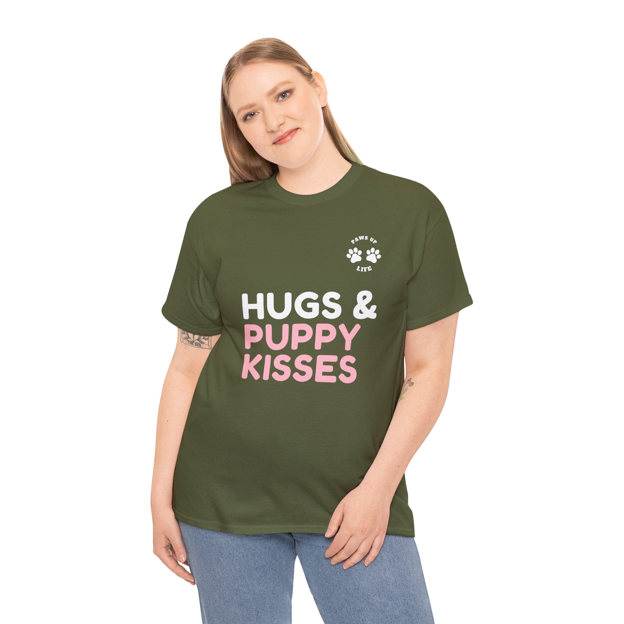 Hugs & Puppy Kisses Dog Mom or Dad Unisex T-Shirt  - Gifts for Pet-Loving Parents |Unisex Heavy Cotton GildanTee | Paws Up Life, LLC