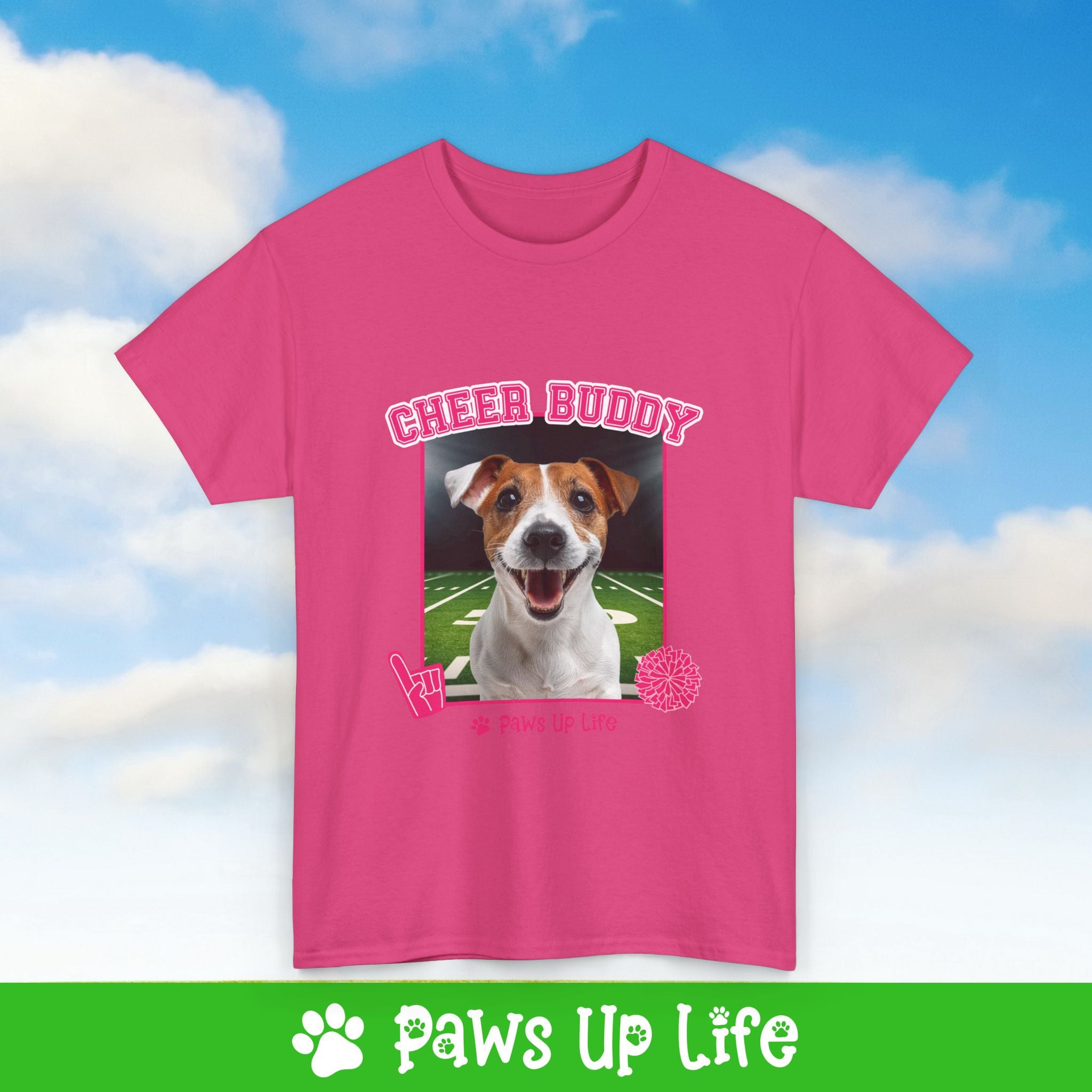 Jack Russell Football Cheer Buddy Cheerleading Dog Tee, Shirt, Unisex Pet Lover Gift, Dog Mom Dad Tshirt, Animal Rescue Advocate, Cute Puppy Graphic Top Classic Collar | Paws Up Life, LLC