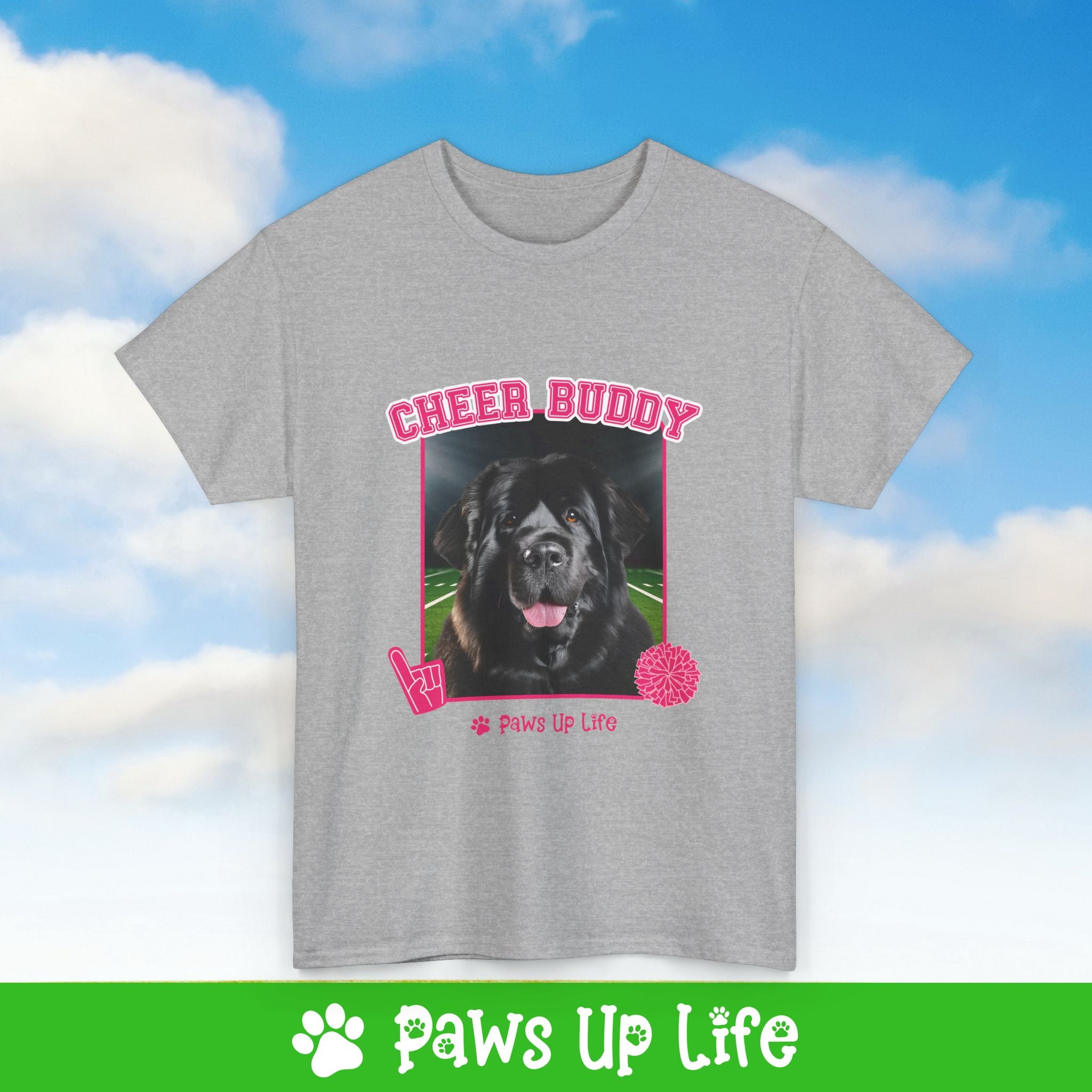 Newfoundland Football Cheer Buddy Cheerleading Dog Tee, Shirt, Unisex Pet Lover Gift, Dog Mom Dad Tshirt, Animal Rescue Advocate, Cute Puppy Graphic Top Classic Collar | Paws Up Life, LLC