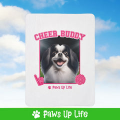 Japanese Chin Football Cheer Buddy Cheerleading Dog Fleece Sherpa Blanket - Perfect for Snuggling and Cozy Napping | Paws Up Life, LLC