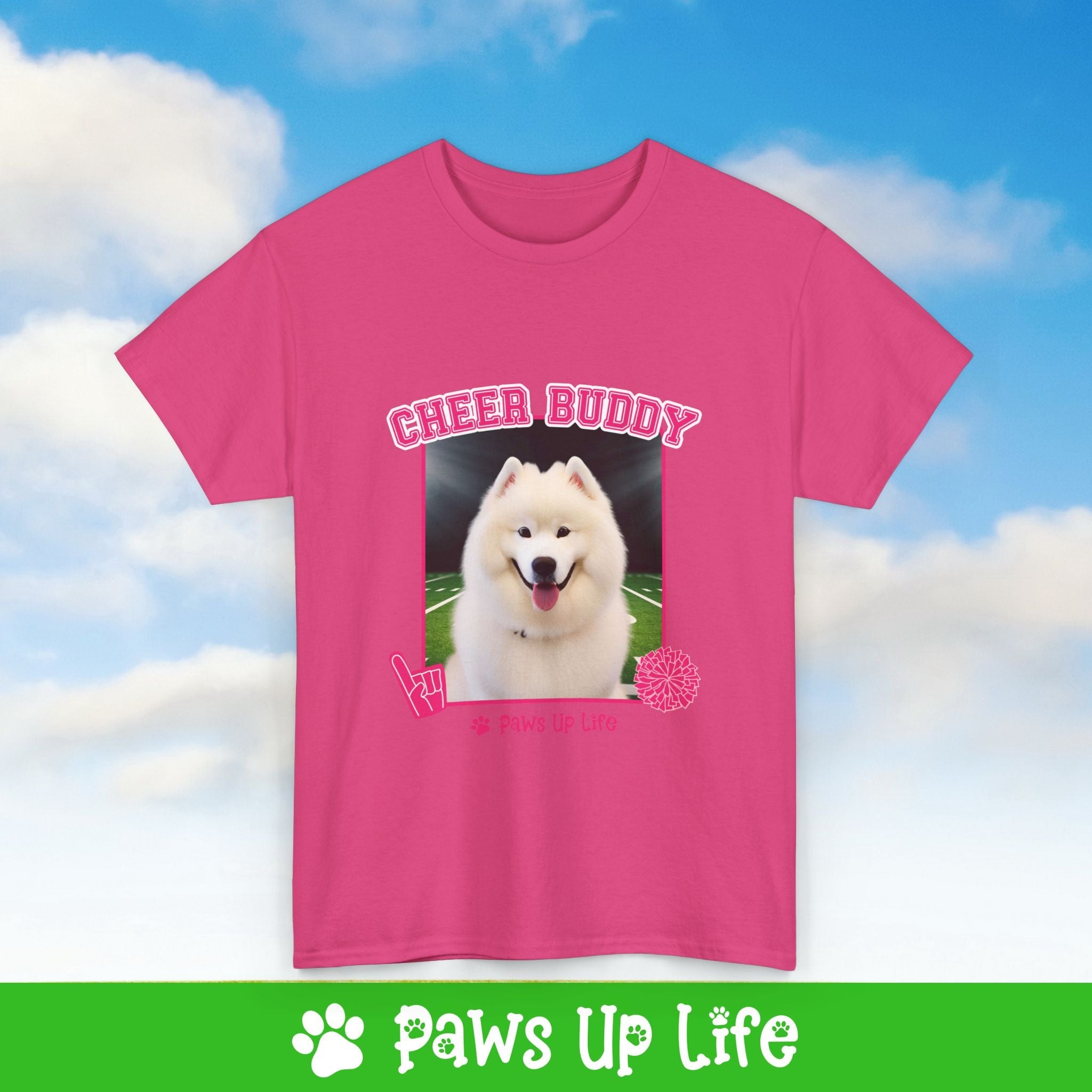 Samoyed Football Cheer Buddy Cheerleading Dog Tee, Shirt, Unisex Pet Lover Gift, Dog Mom Dad Tshirt, Animal Rescue Advocate, Cute Puppy Graphic Top Classic Collar | Paws Up Life, LLC