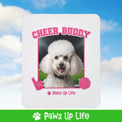 White Poodle Football Cheer Buddy Cheerleading Dog Fleece Sherpa Blanket - Perfect for Snuggling and Cozy Napping | Paws Up Life, LLC