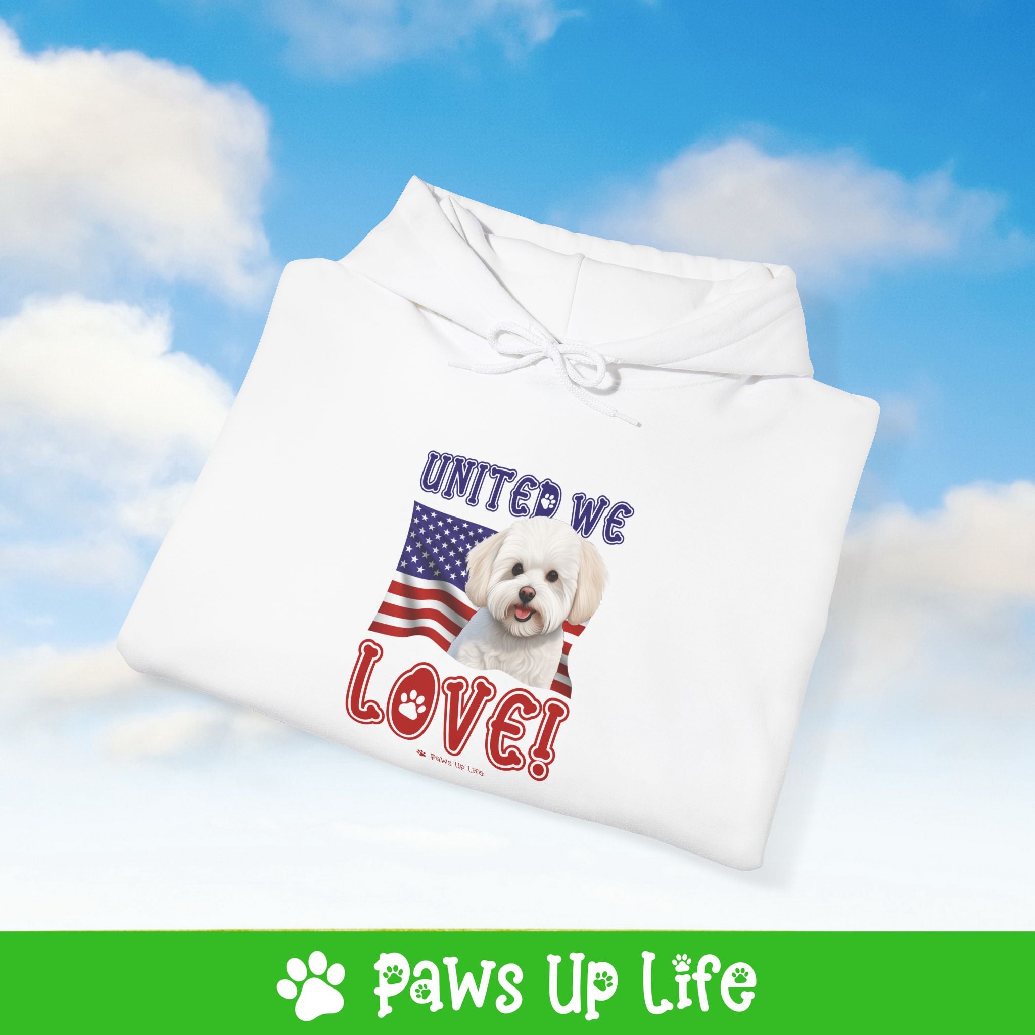 Bichon Frise Dog United We Love Unisex Hoodie Hooded Sweatshirt Classic Comfy Cotton