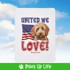 "United We Love" Spoodle Patriotic Fleece Sherpa Blanket - Perfect for Snuggling and Cozy Napping | Paws Up Life, LLC