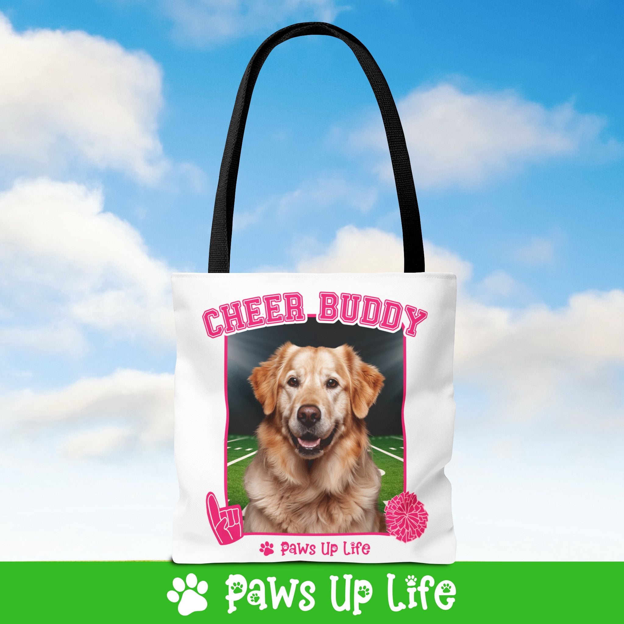 Golden Retriever Football Cheer Buddy Tote Bag - Choose from 3 Sizes | Paws Up Life, LLC