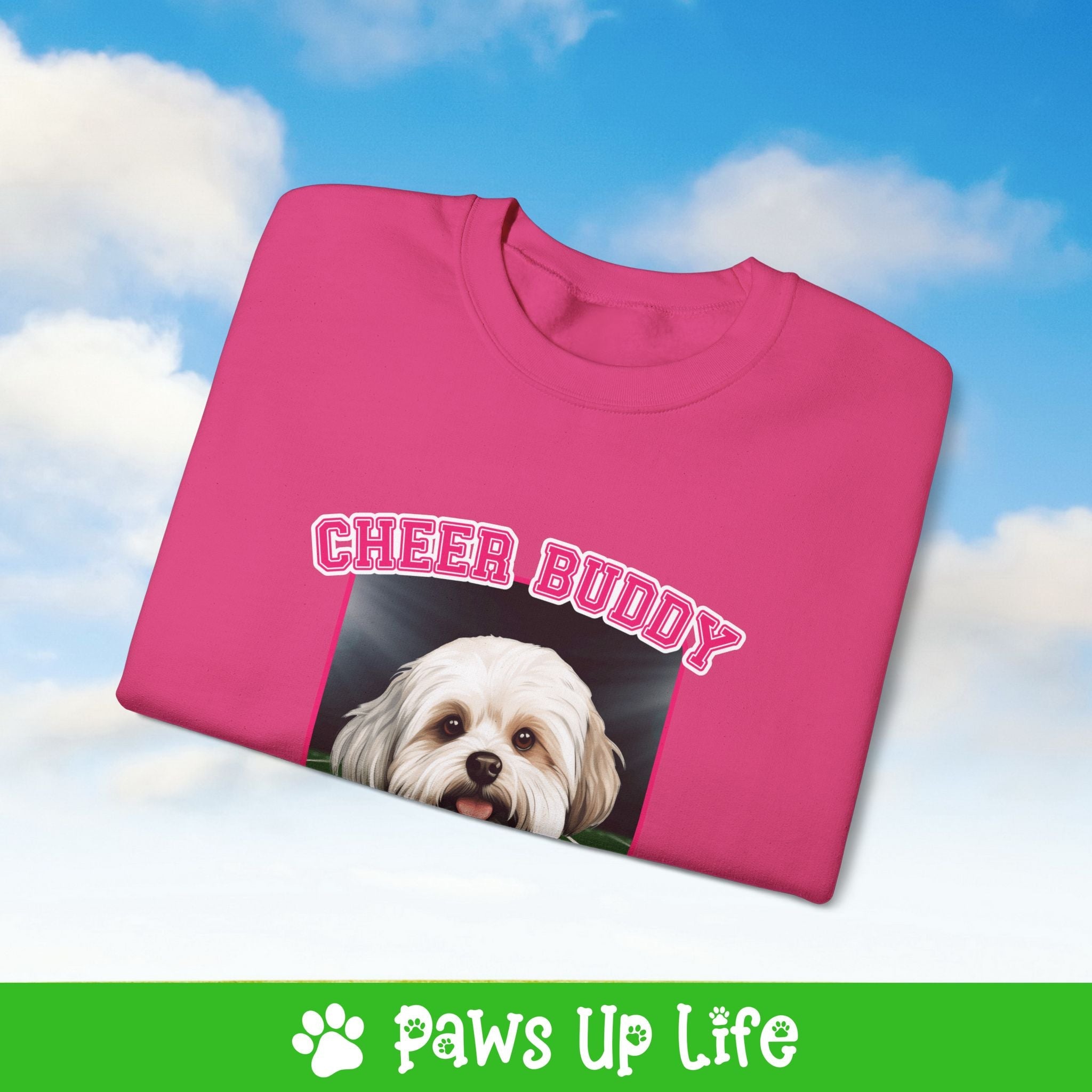 Maltese Football Cheer Buddy Cheerleading Dog Crewneck Sweatshirt, Unisex Gift for Animal Lovers, Dog Mom Dad Sweatshirt, Cute Dog Lover Apparel, Fun Pet | Paws Up Life, LLC