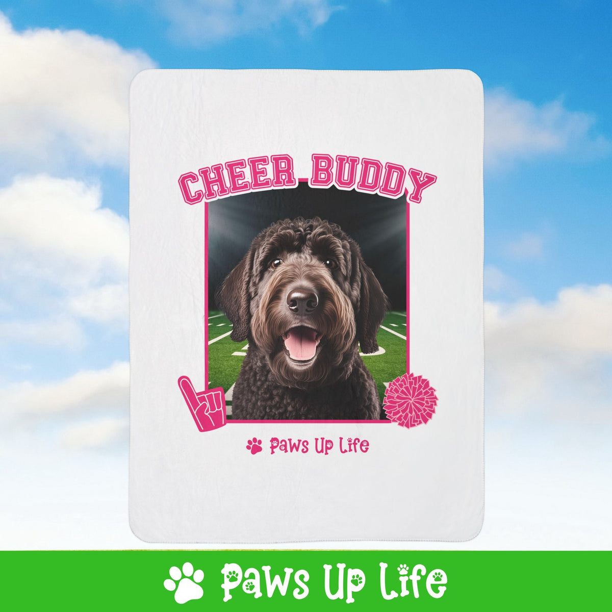 Labradoodle Football Cheer Buddy Cheerleading Dog Fleece Sherpa Blanket - Perfect for Snuggling and Cozy Napping | Paws Up Life, LLC