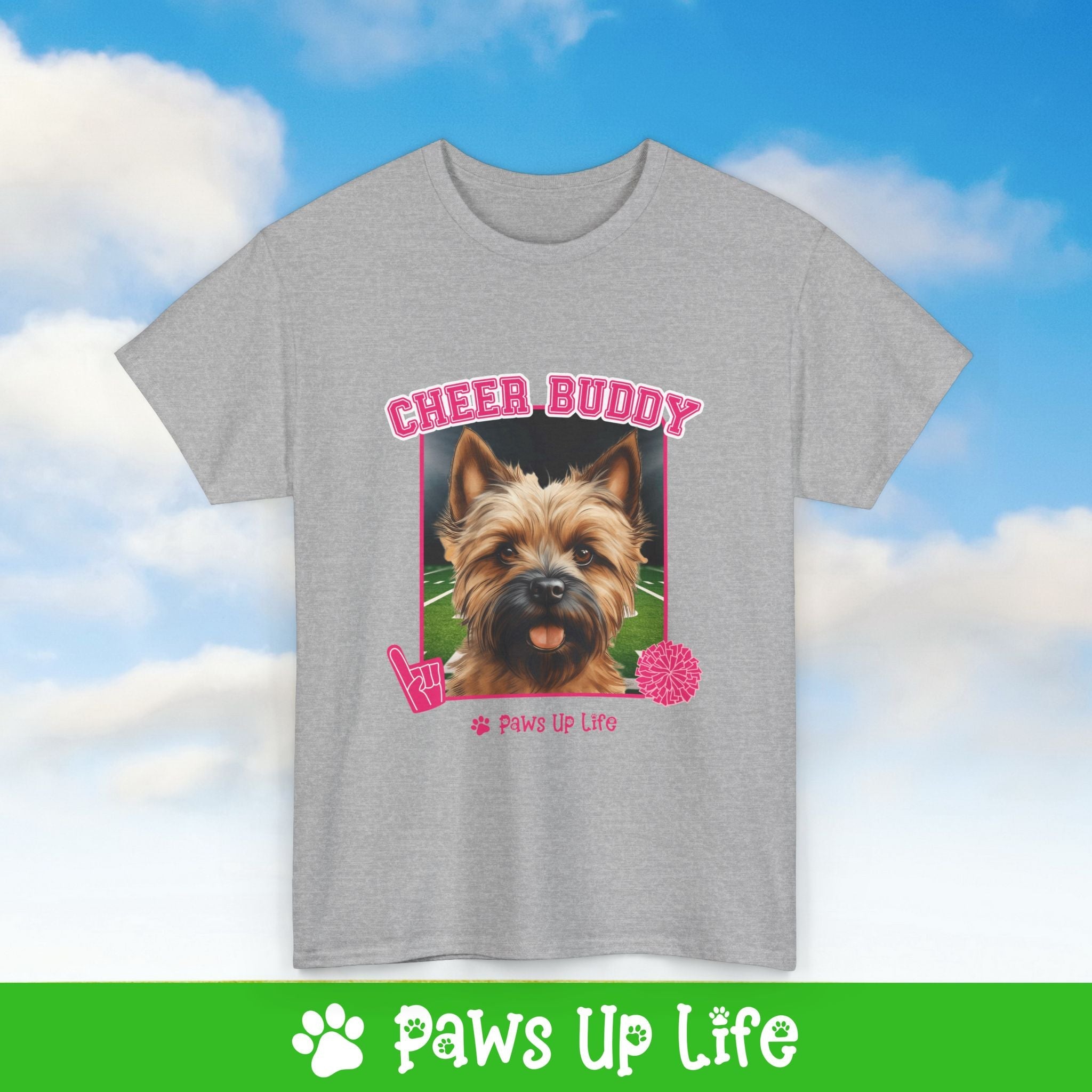 Cairn Terrier Football Cheer Buddy Cheerleading Dog Tee, Shirt, Unisex Pet Lover Gift, Dog Mom Dad Tshirt, Animal Rescue Advocate, Cute Puppy Graphic Top Classic Collar | Paws Up Life, LLC