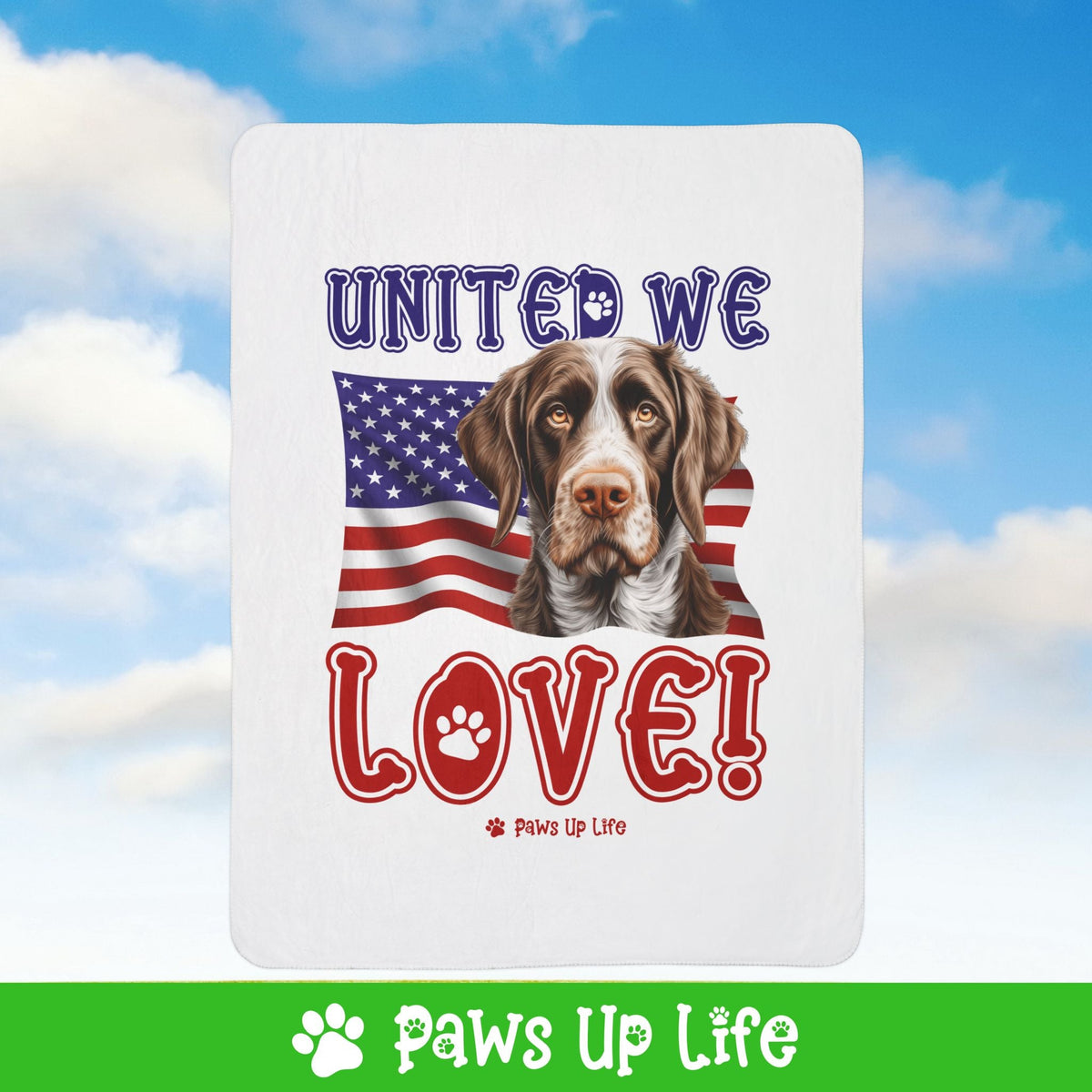 German Wirehaired Pointer Dog United We Love Fleece Sherpa Blanket - Perfect for Snuggling and Cozy Napping