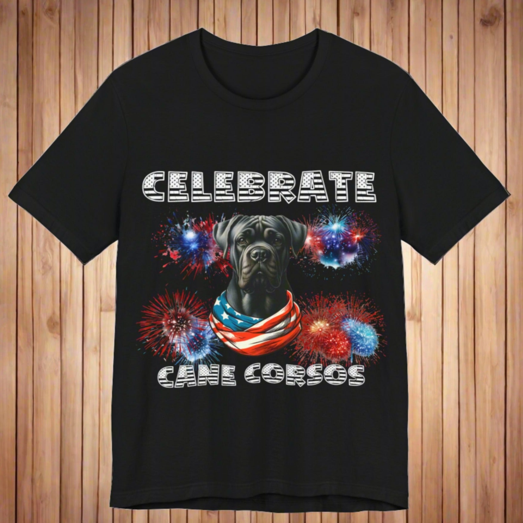 Celebrate Cane Corso Dog Patriotic Unisex Jersey Short Sleeve Tee Bella Canvas 3001 | Paws Up Life, LLC