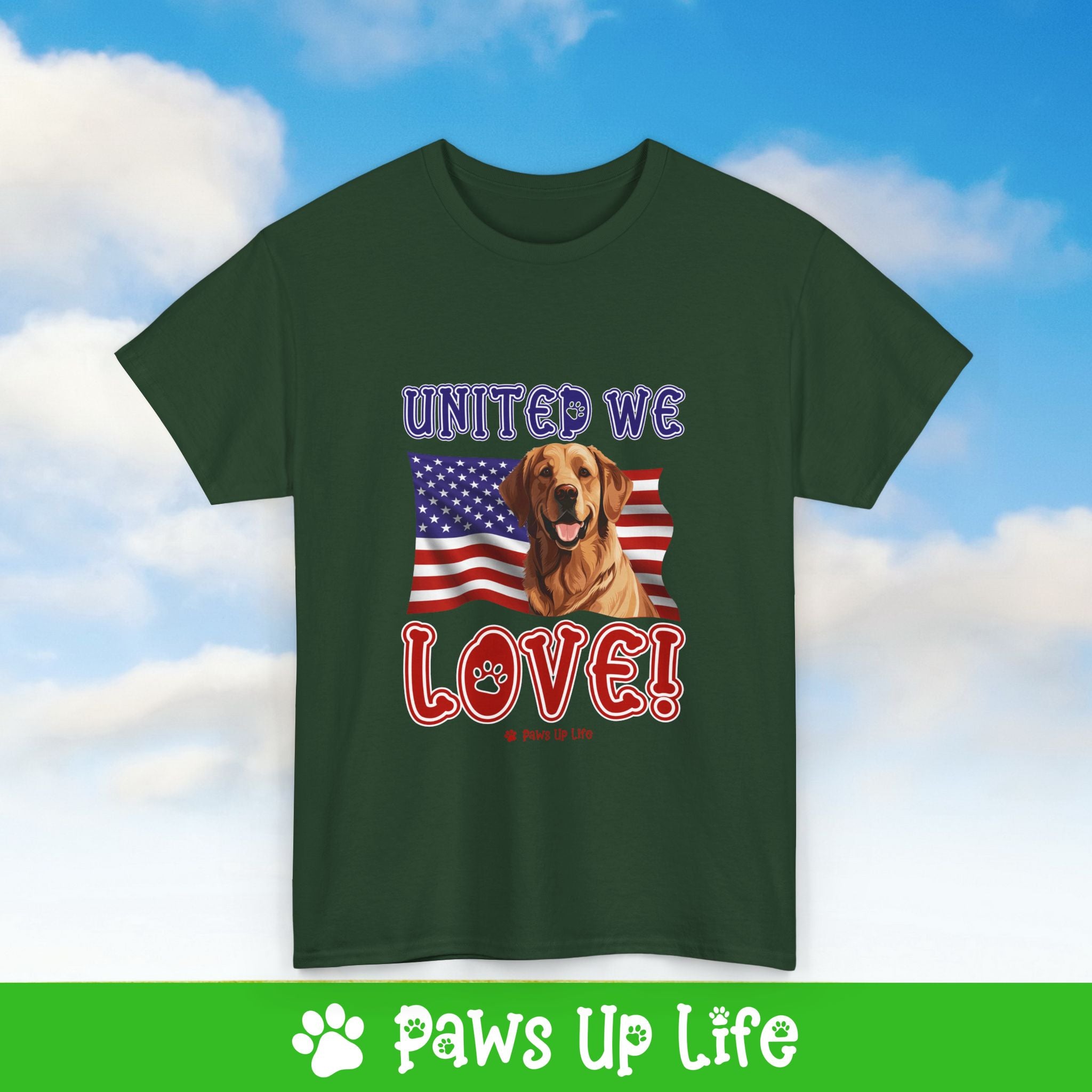 Golden Retriever Dog United We Love Dog Tee, Shirt, Unisex Pet Lover Gift, Dog Mom Dad Tshirt, Animal Rescue Advocate, Cute Puppy Graphic Top Classic Collar | Paws Up Life, LLC