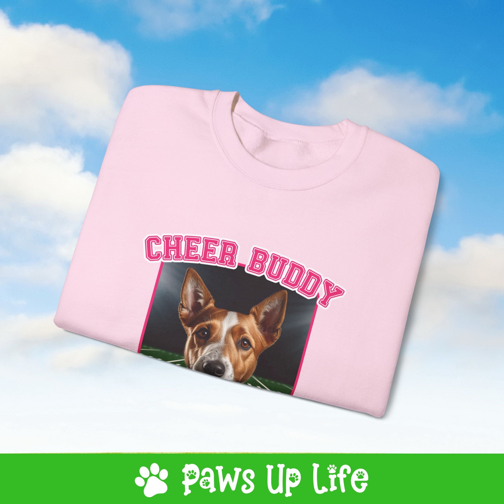 Fox Terrier Football Cheer Buddy Cheerleading Dog Crewneck Sweatshirt, Unisex Gift for Animal Lovers, Dog Mom Dad Sweatshirt, Cute Dog Lover Apparel, Fun Pet | Paws Up Life, LLC